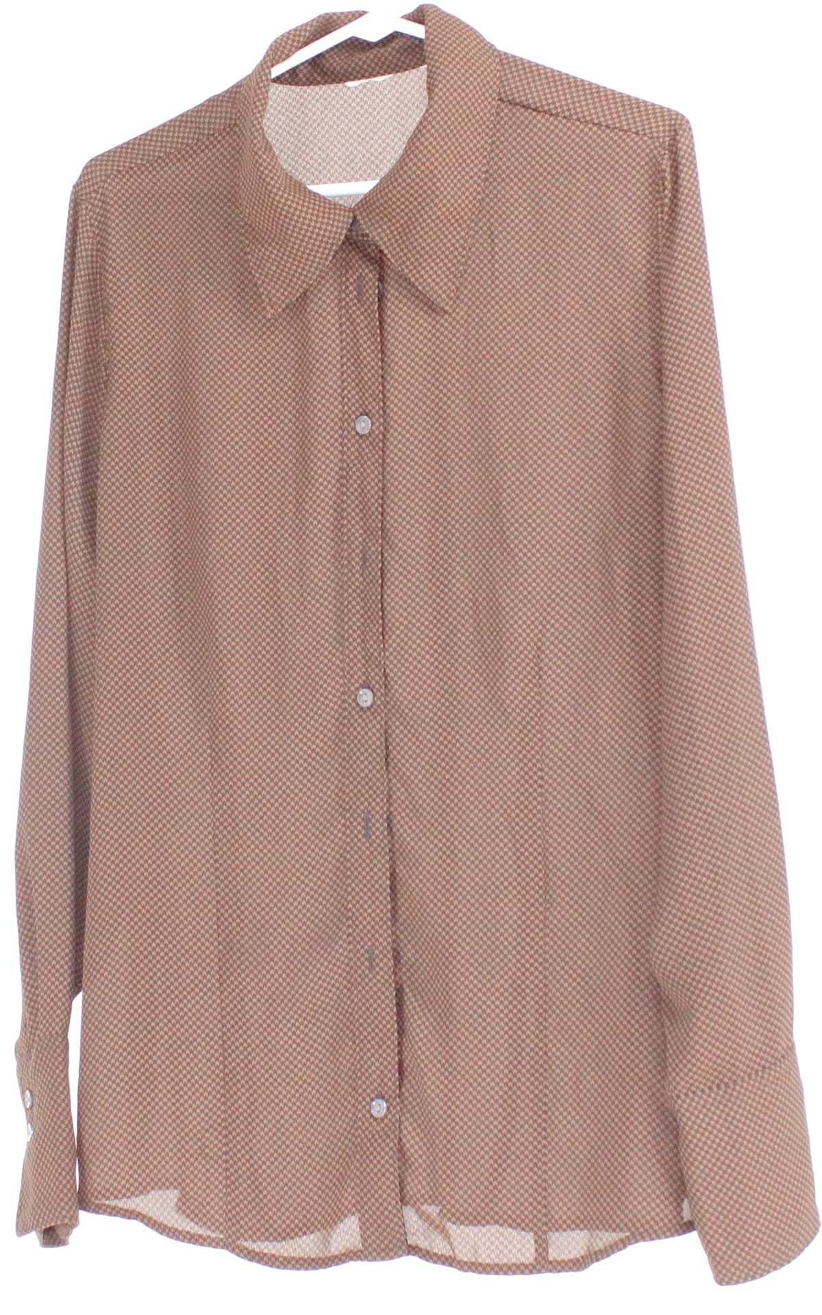 Brown & Black Printed Button-Up Blouse