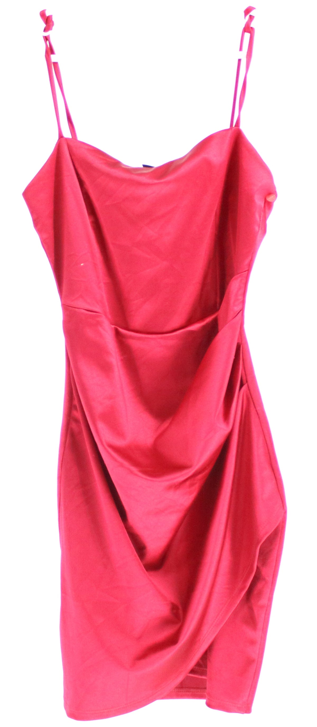 Windsor Red Front Wrap Up Satin Short Dress