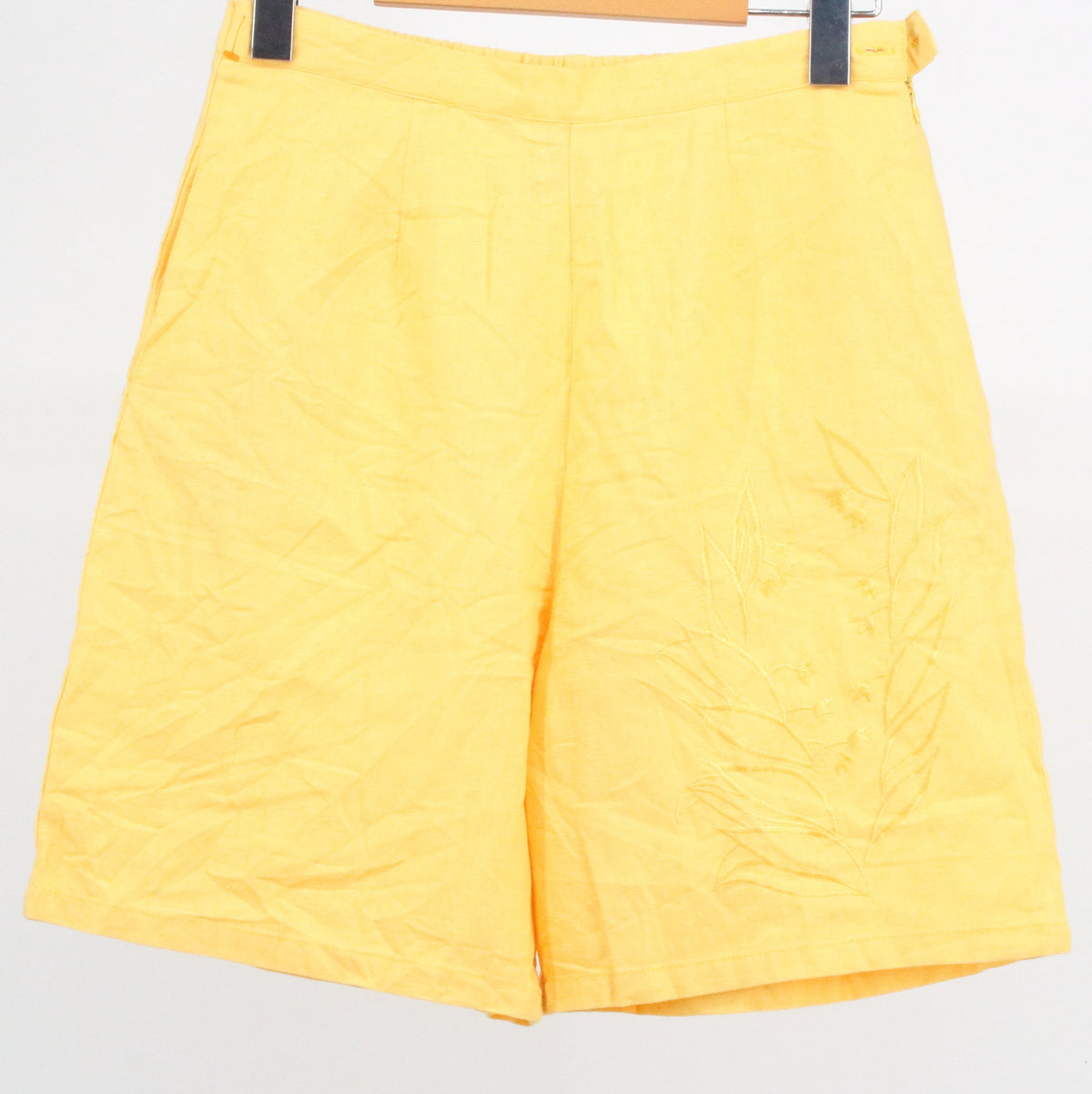 Connection 18 Yellow Front Embroidered Shorts