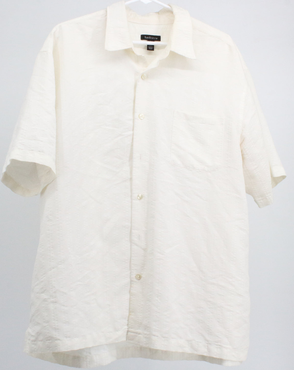 Van Heusen Off White Button-Up Short Sleeve Shirt