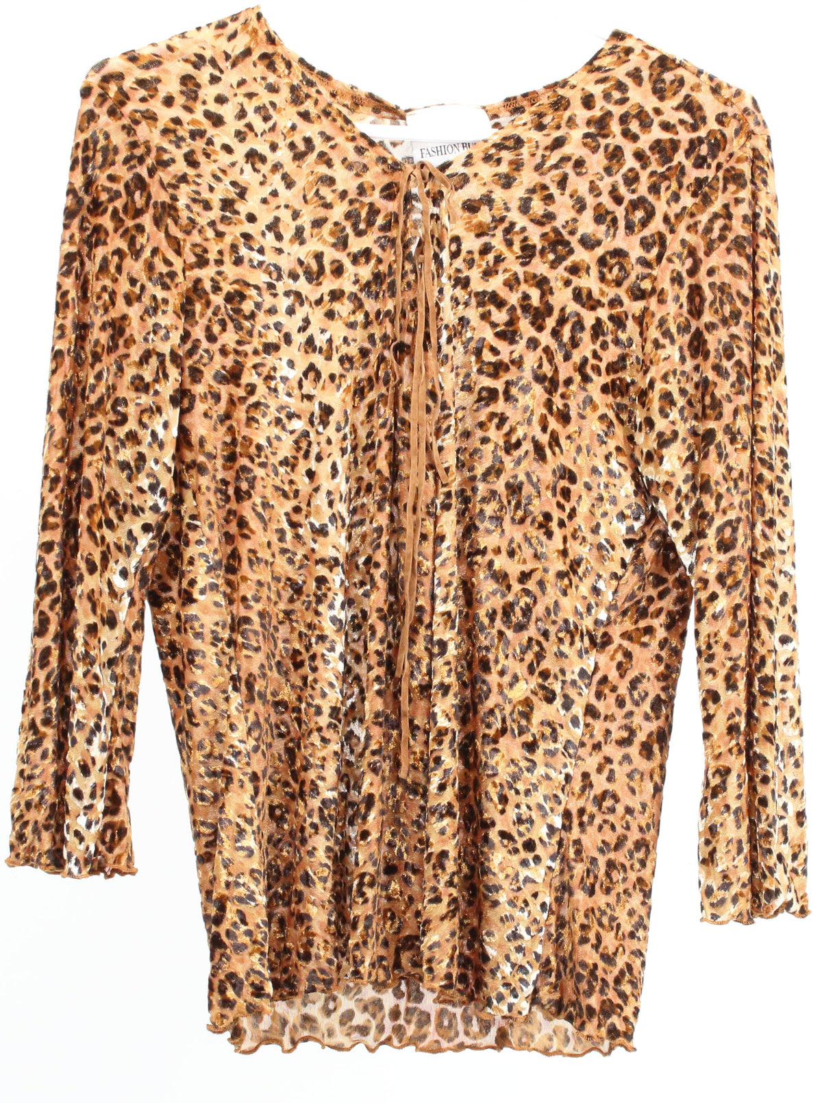 Fashion Bug Cheetah Print Front Tie Velvet Top