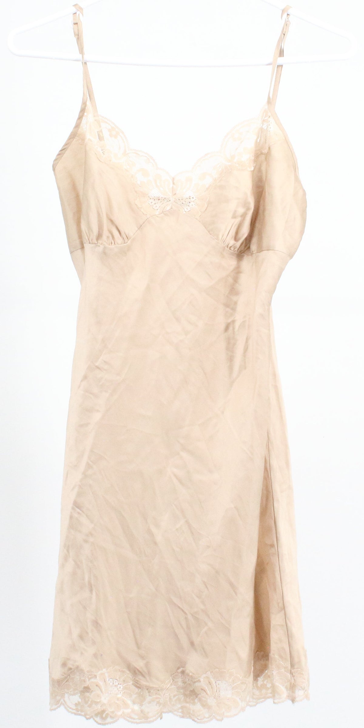 Victoria's Secret Beige Lace Silk Slip Dress