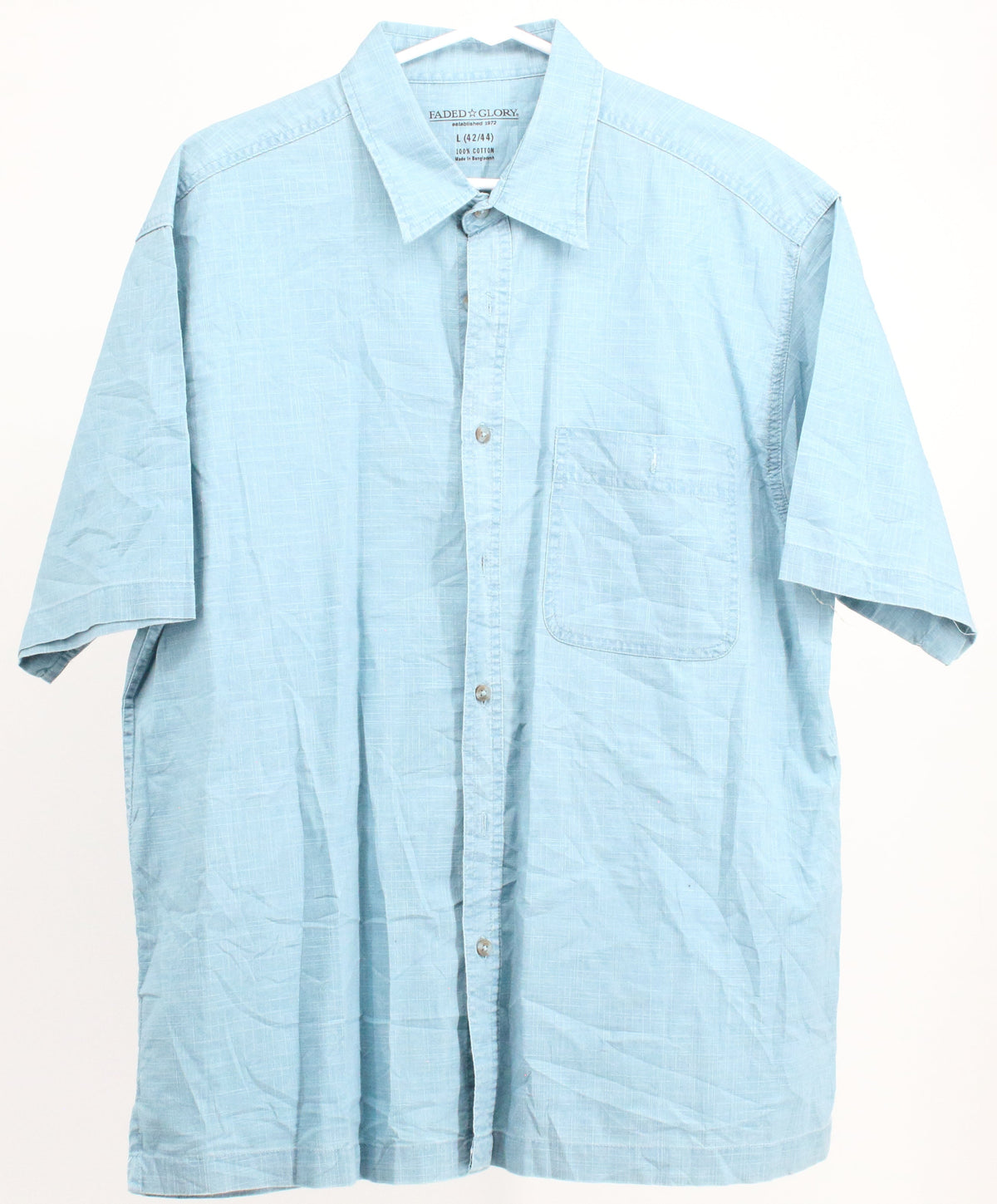 Faded Glory Red Blue Button Up Short Sleeve Shirt