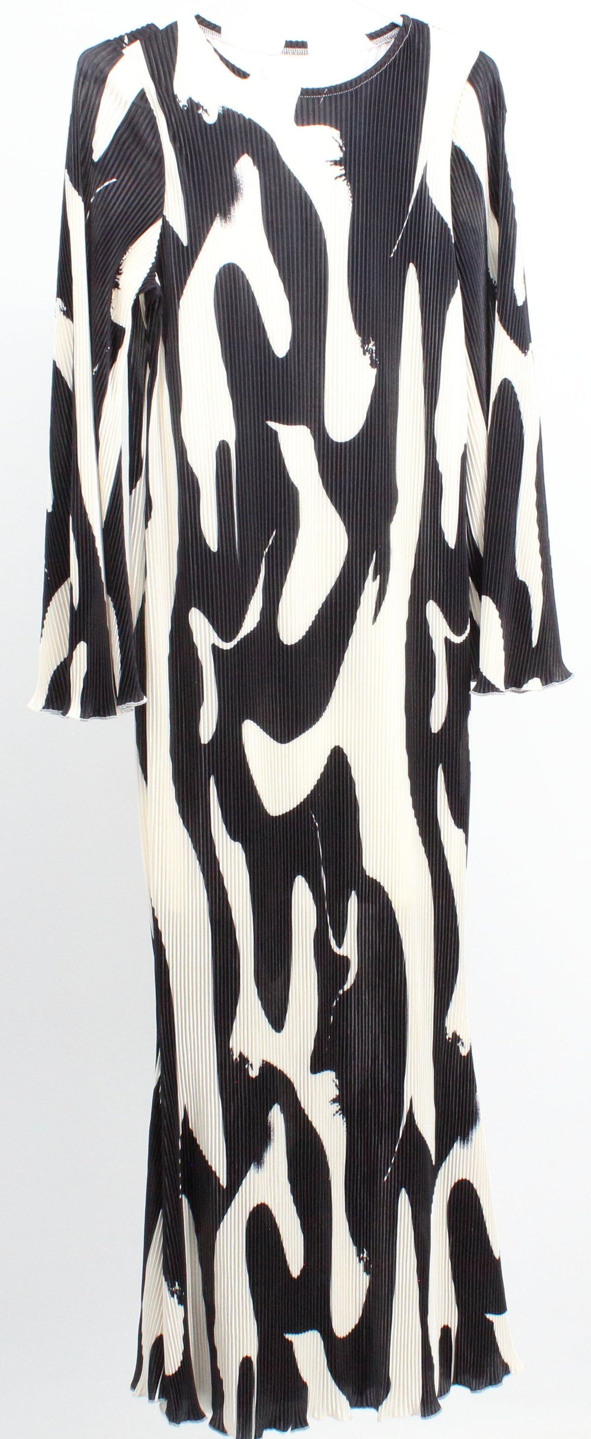 Shein Black & White Crinkled Fabric Long Dress