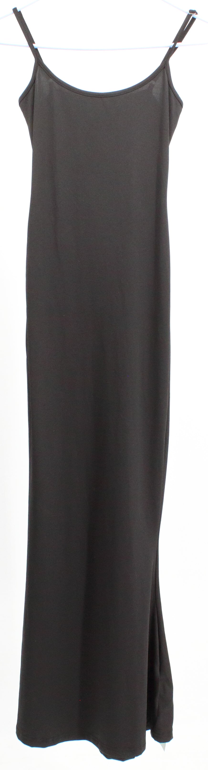 Abyovrt Black Plane Strap Sleeve Long Dress