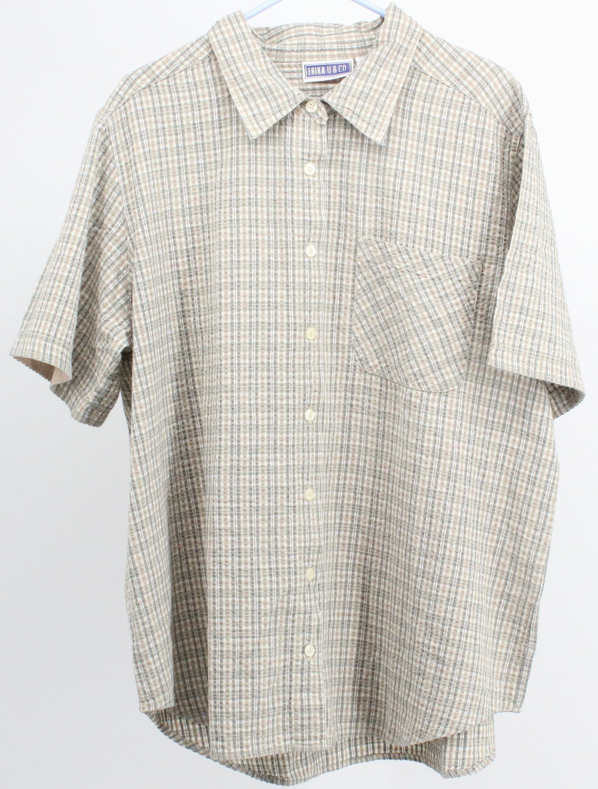 Erika & Co. Breen & White Check Print Blouse