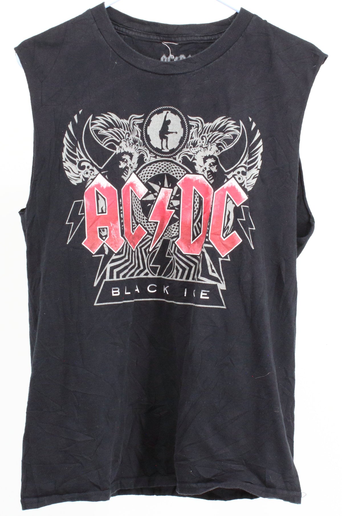 ACDC Black ACDC Big Graphic Distressed Sleeve T-shirt