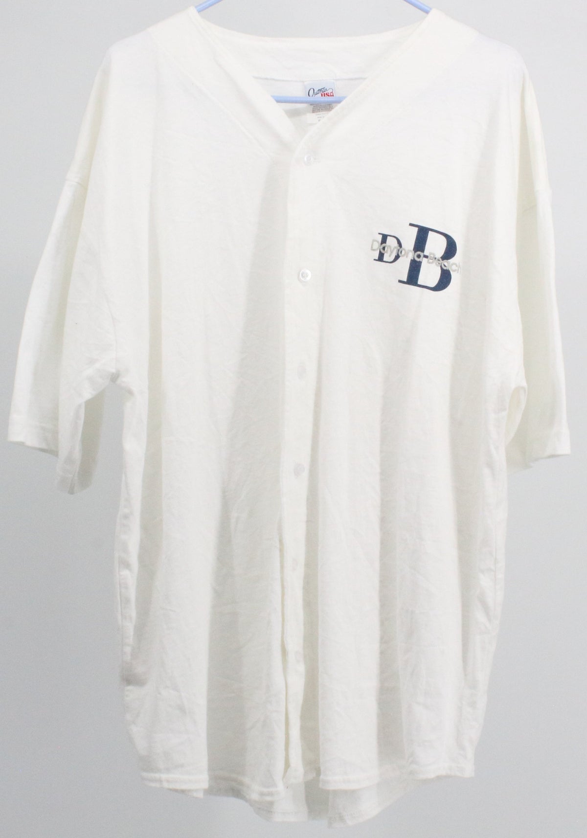 Quitman USA White Daytona Beach Logo Button-Up T-shirt