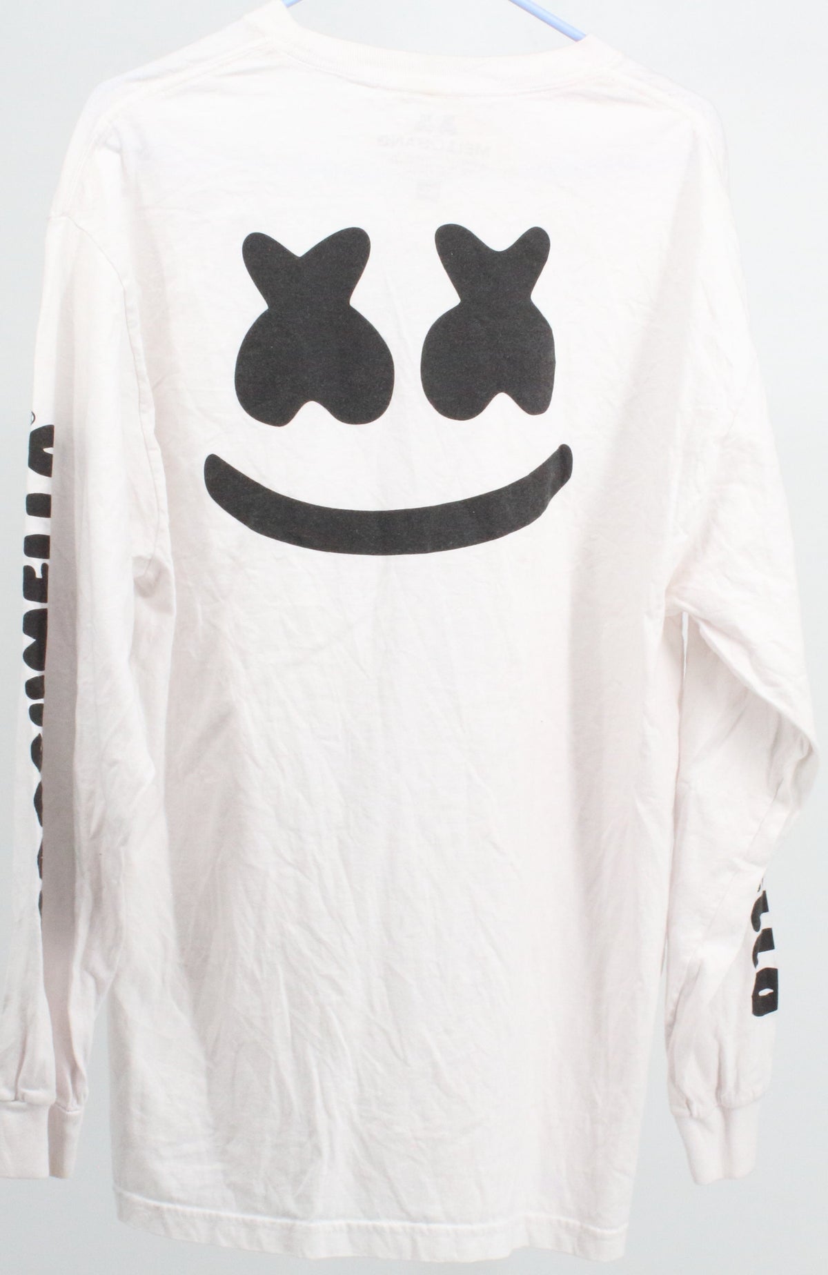 Mellogang White Front & Back Graphic & Sleeve Logo Long Sleeved T-Shirt