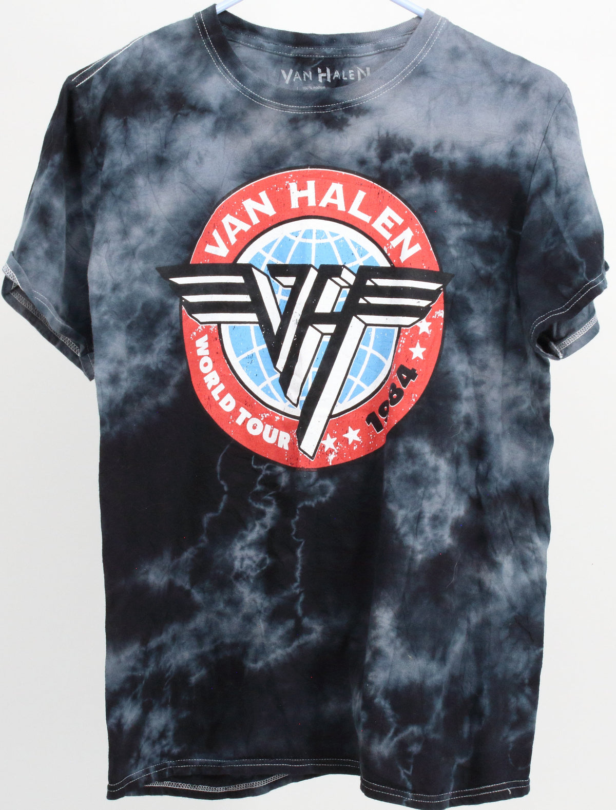 Van Halen Navy Tei Dye World Tour 1984 Graphic T-Shirt