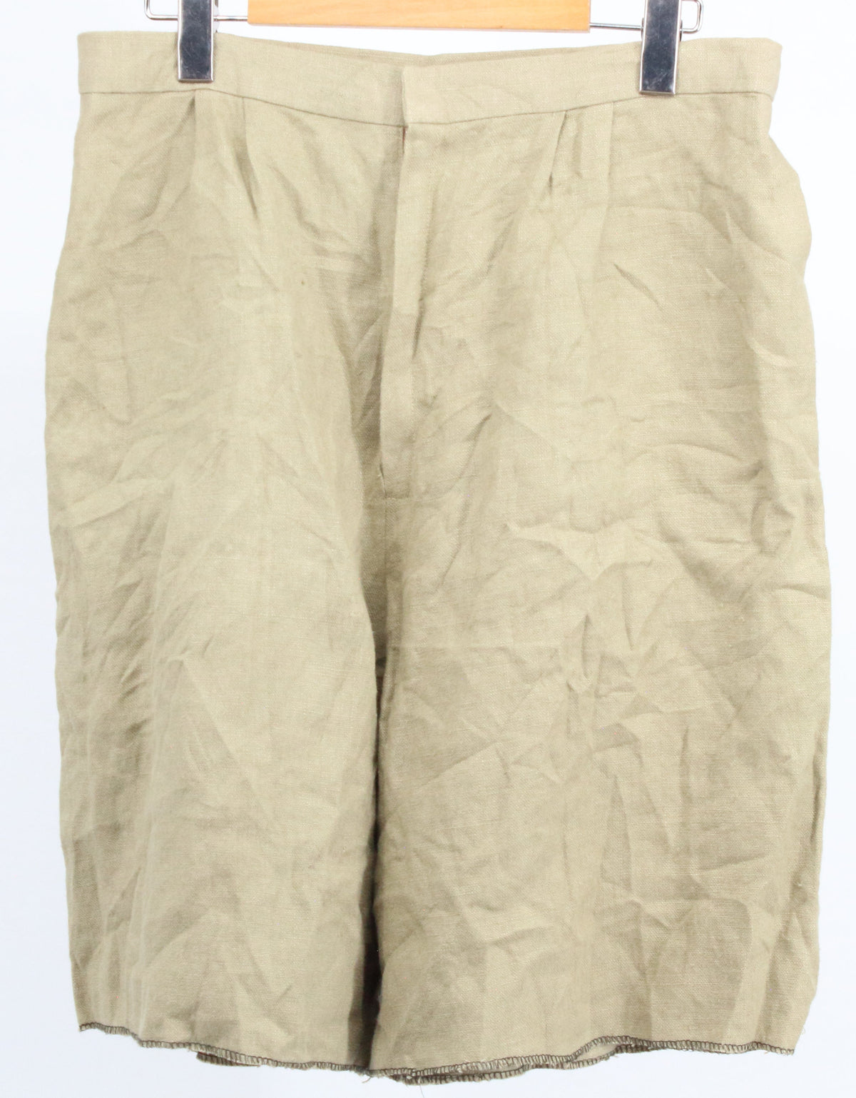 Beige Linen Plane Shorts