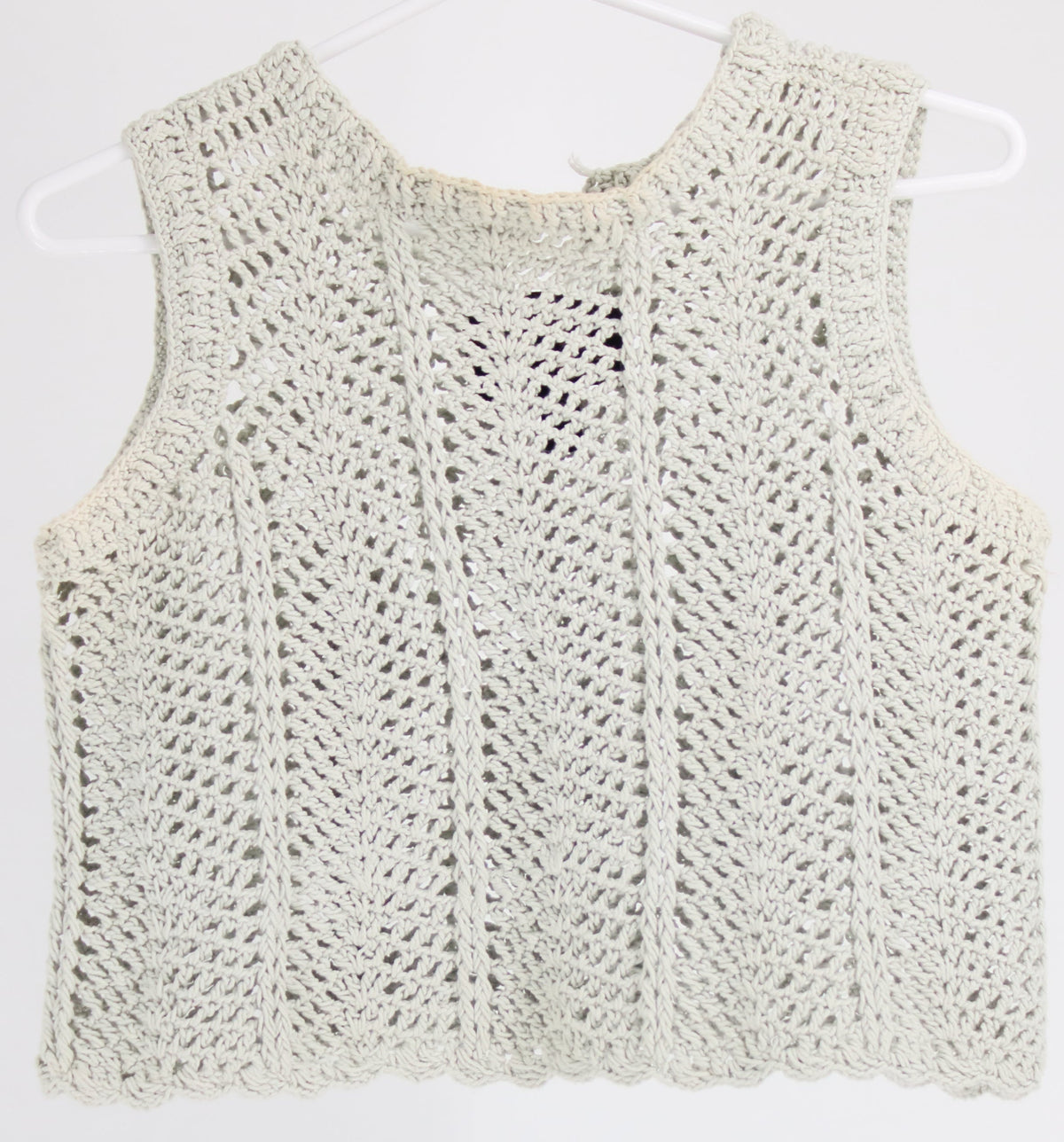 Pure Handknit Off White Cable Knit Cropped Top