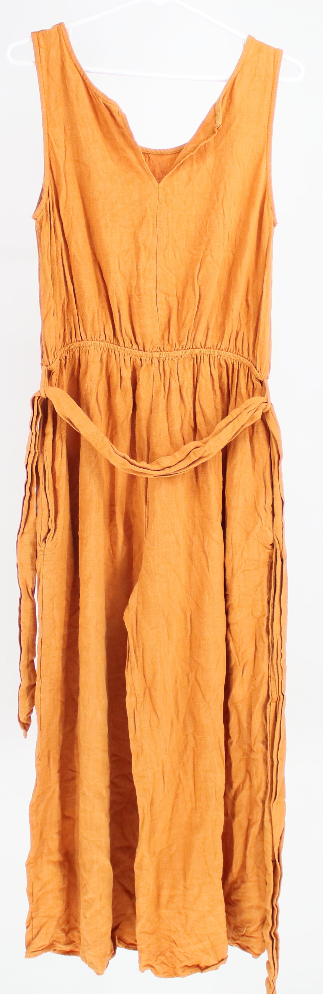 Orange Straight Leg Belted Jumpsuit