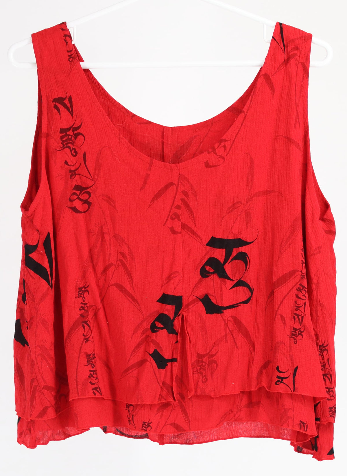 Red & Black Printed Sleeveless Top