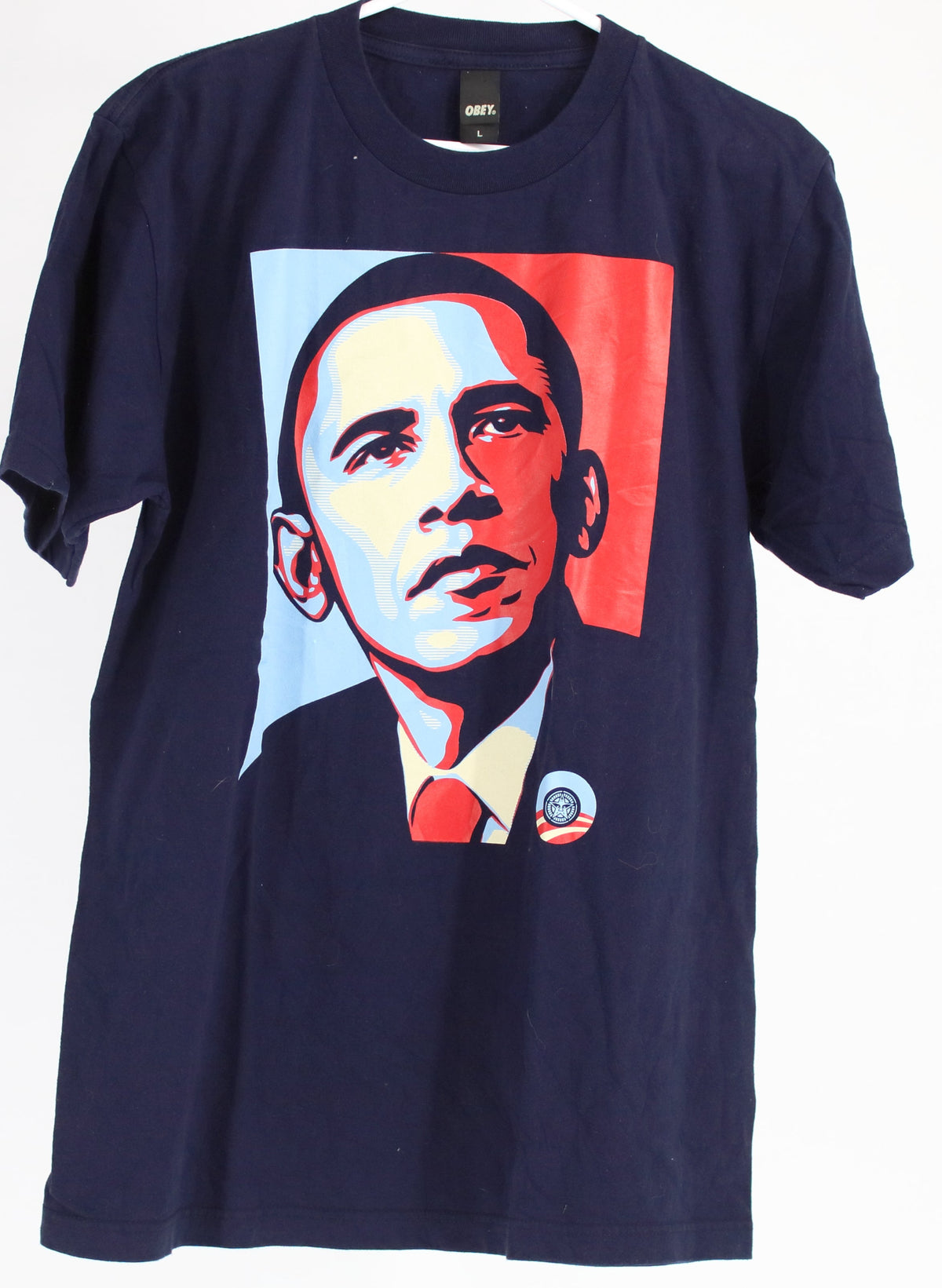 Obey Navy Blue Obama Front Graphic T-Shirt