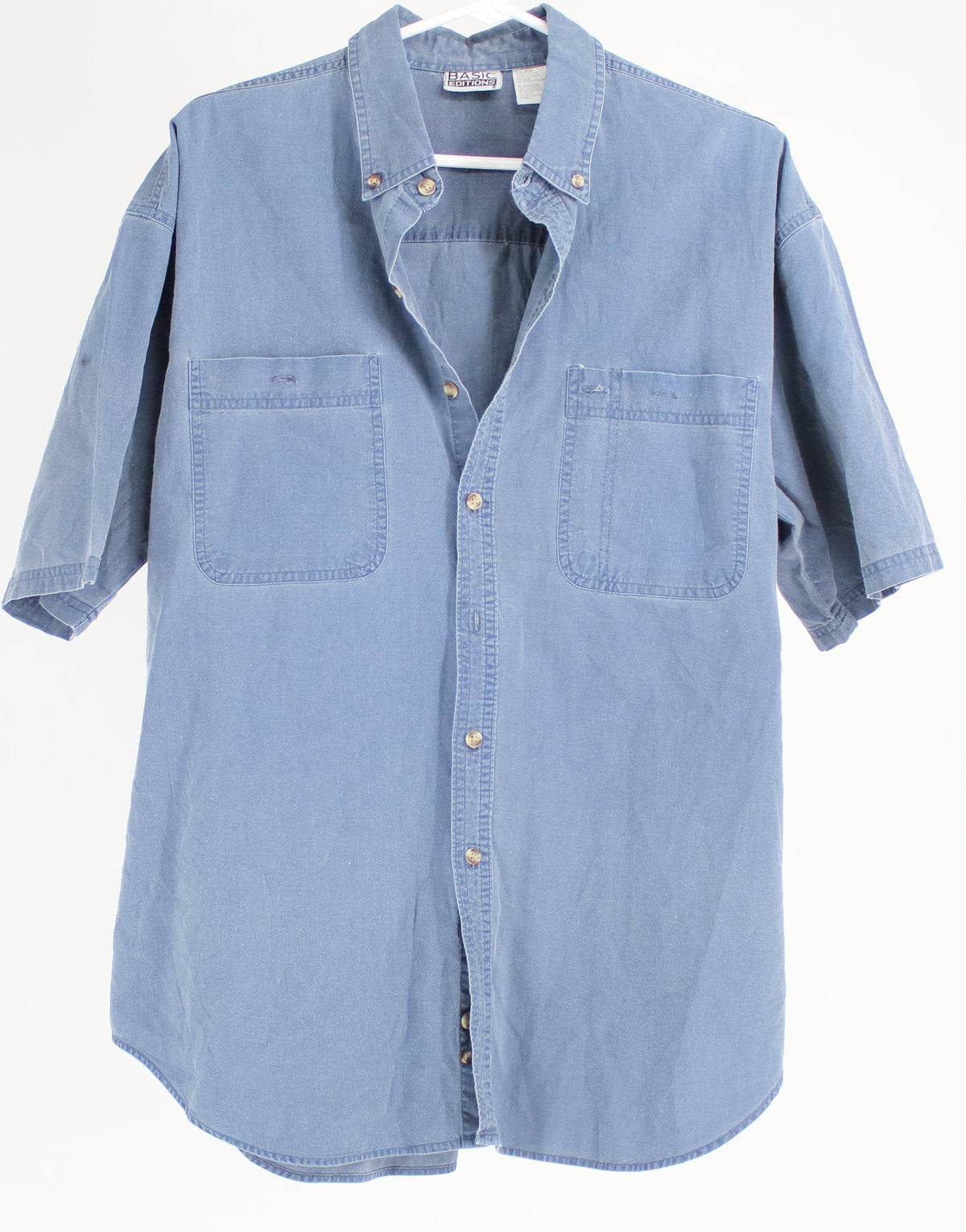 Basic Editions Blue Button Up Short Sleeve Shirt