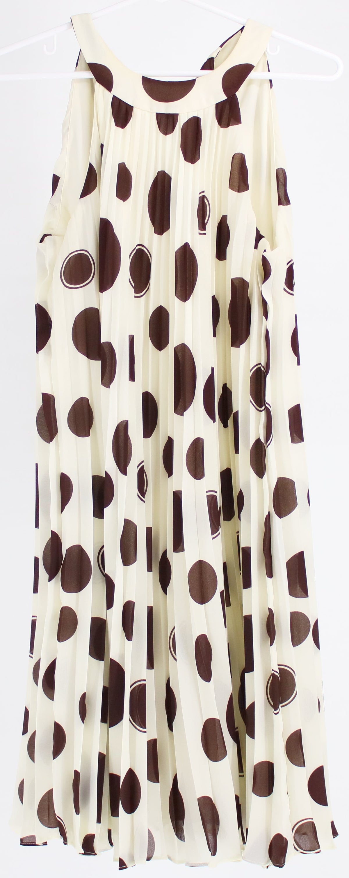 Sangria White Brown Polka Dots Halter Neck Dress