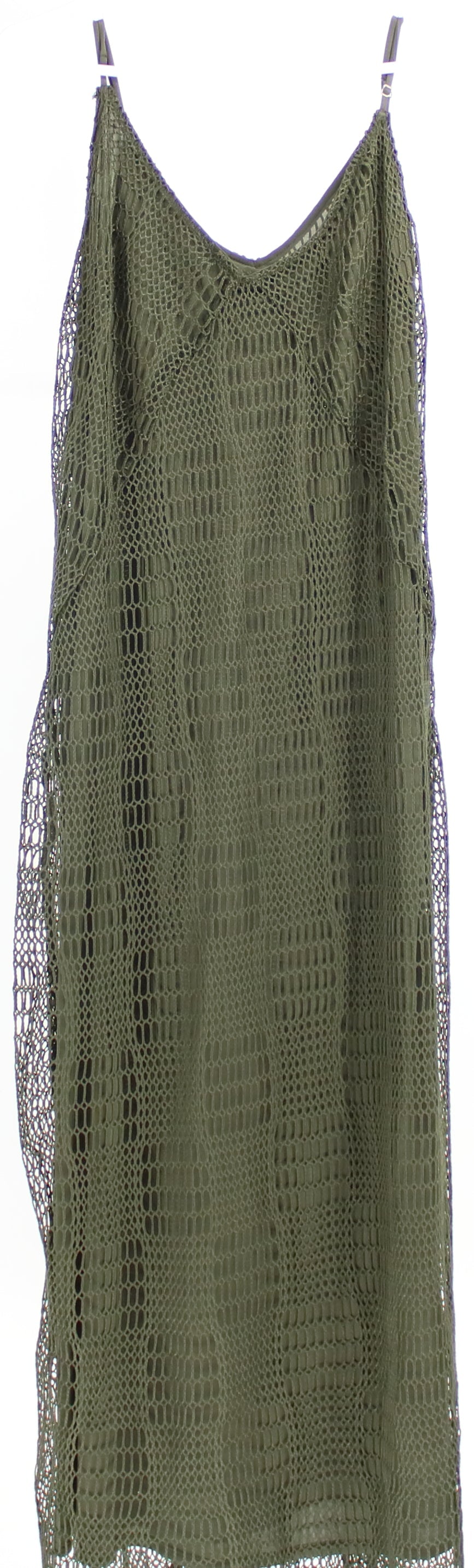 EST. 1846 Dark Green V-Neck Net Long Dress