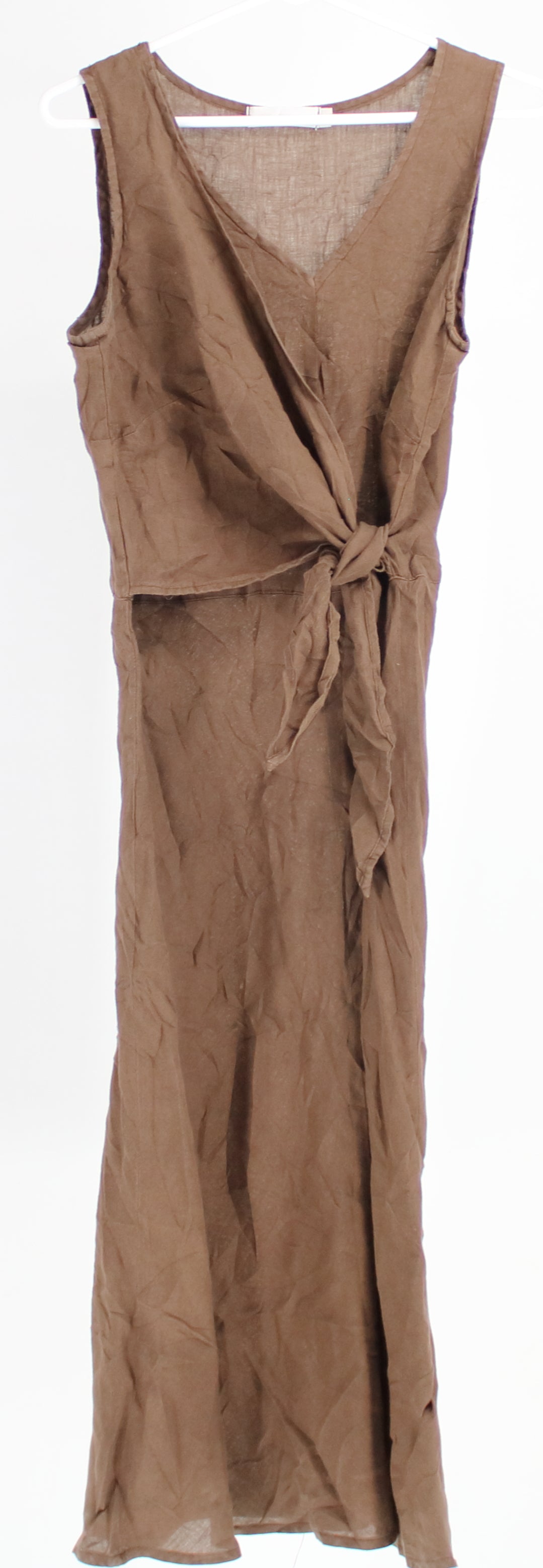 Cut Loose Brown V-Neck Front Tie Dress