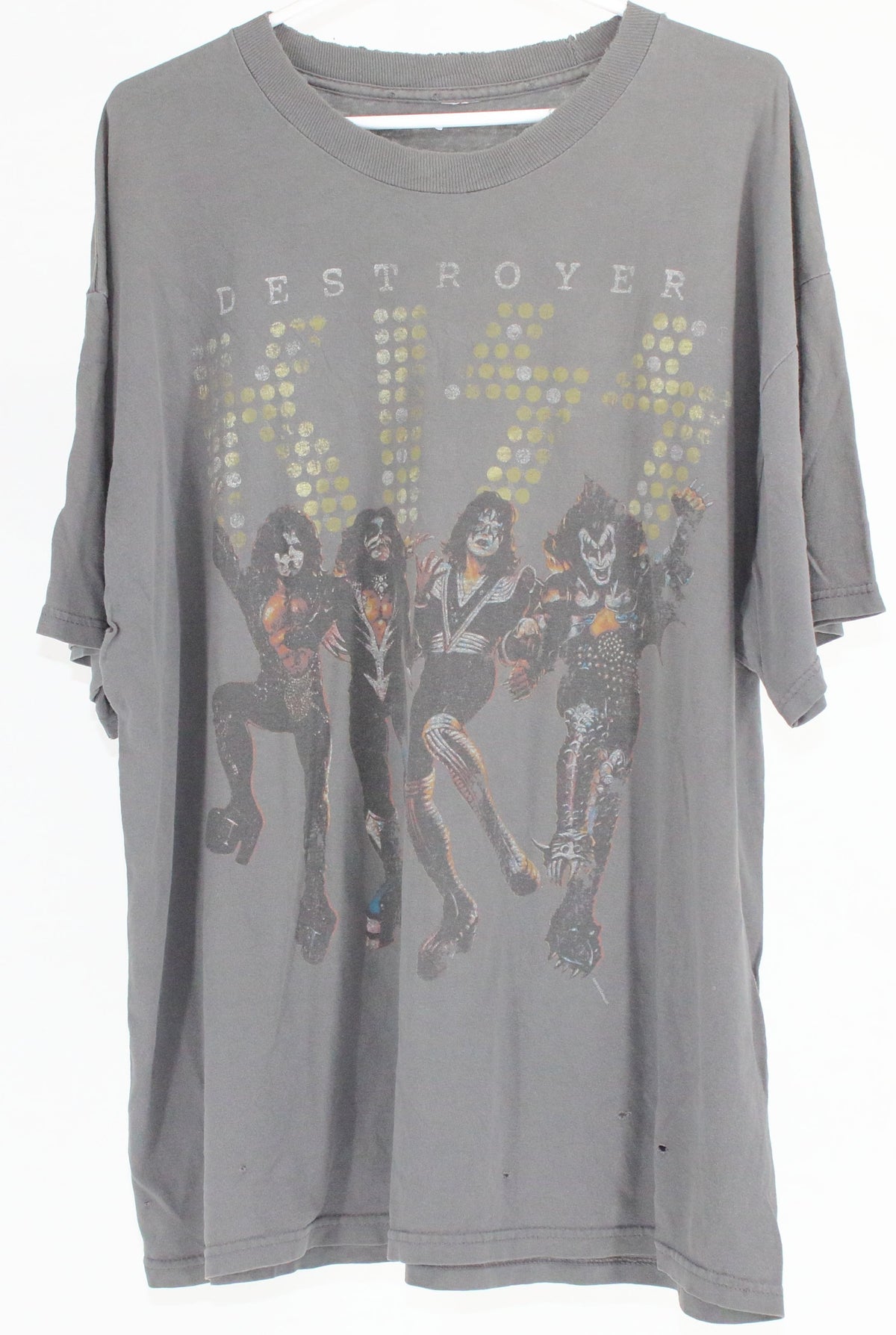 Kiss Grey Destroy Front Graphic T-Shirt