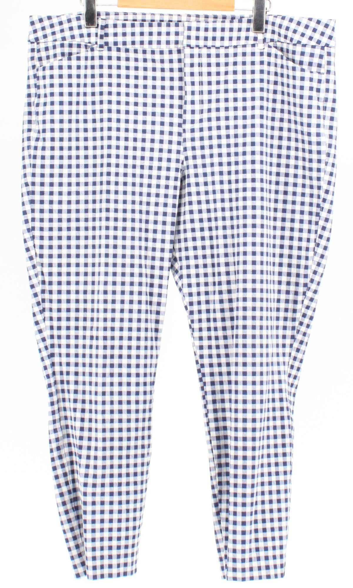 Old Navy High Rise Blue & White Check Printed Pants 18"