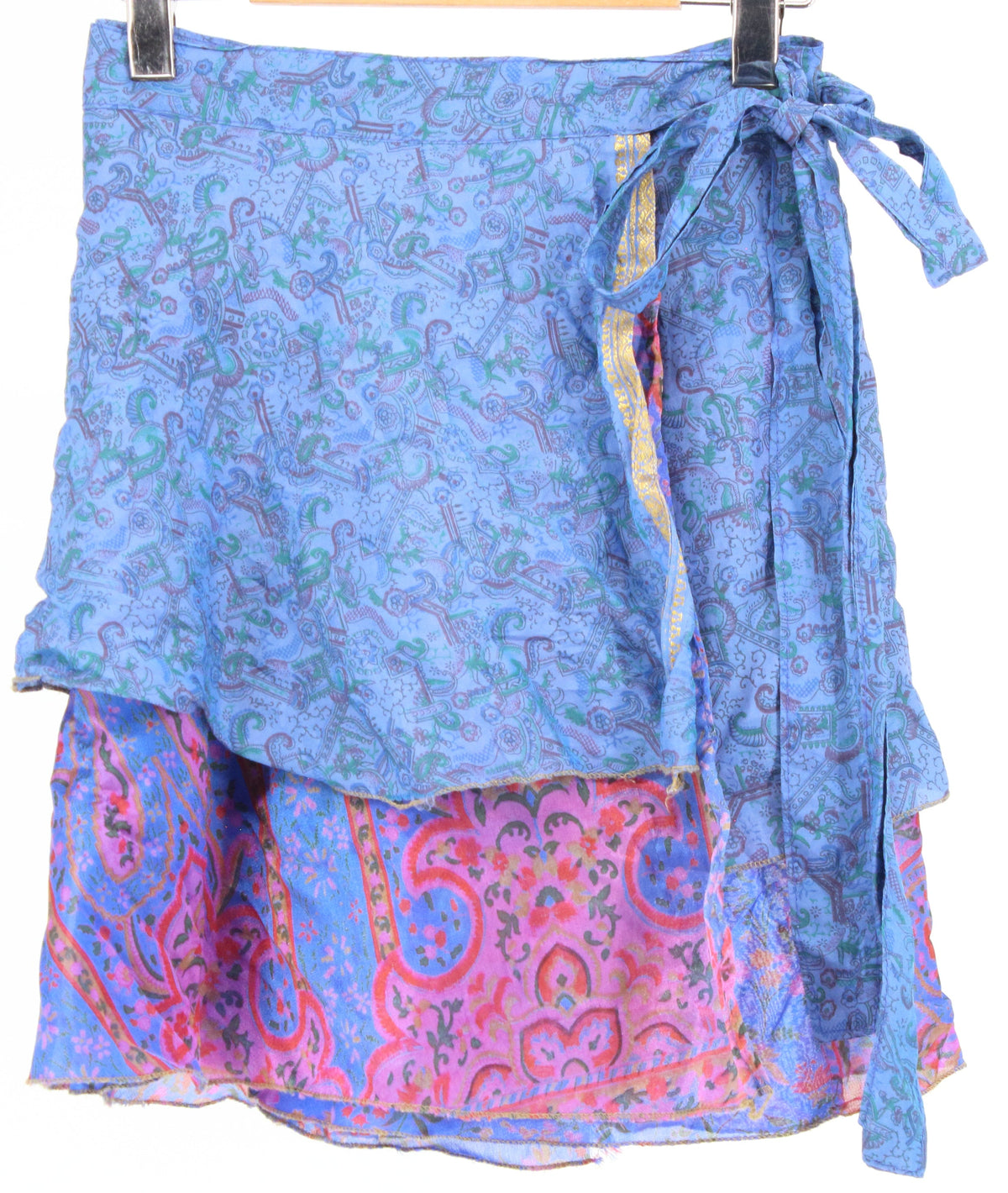 Blue Geometric Printed Wrap Skirt