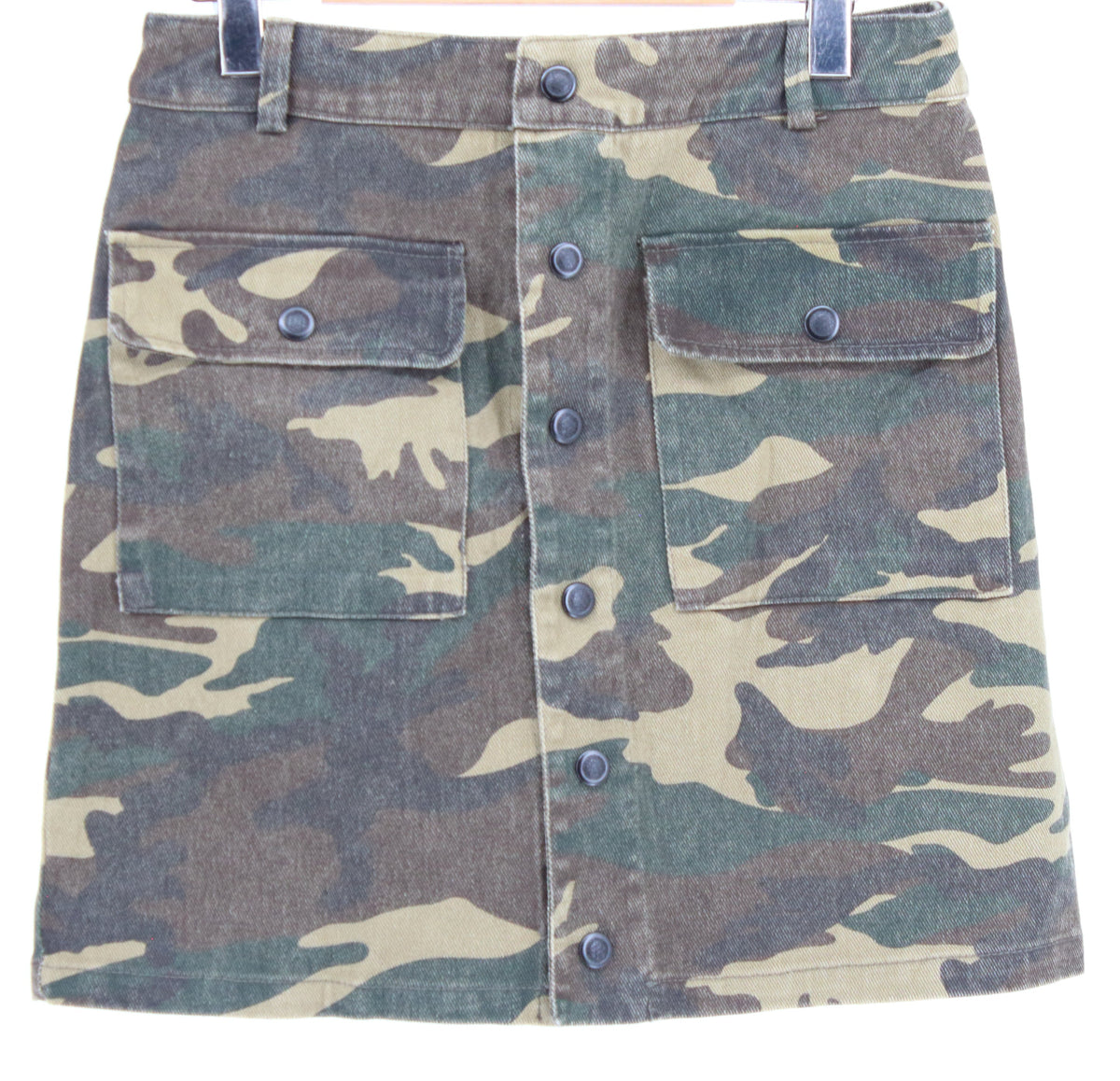 Elan Army Green Army Printed Skirt