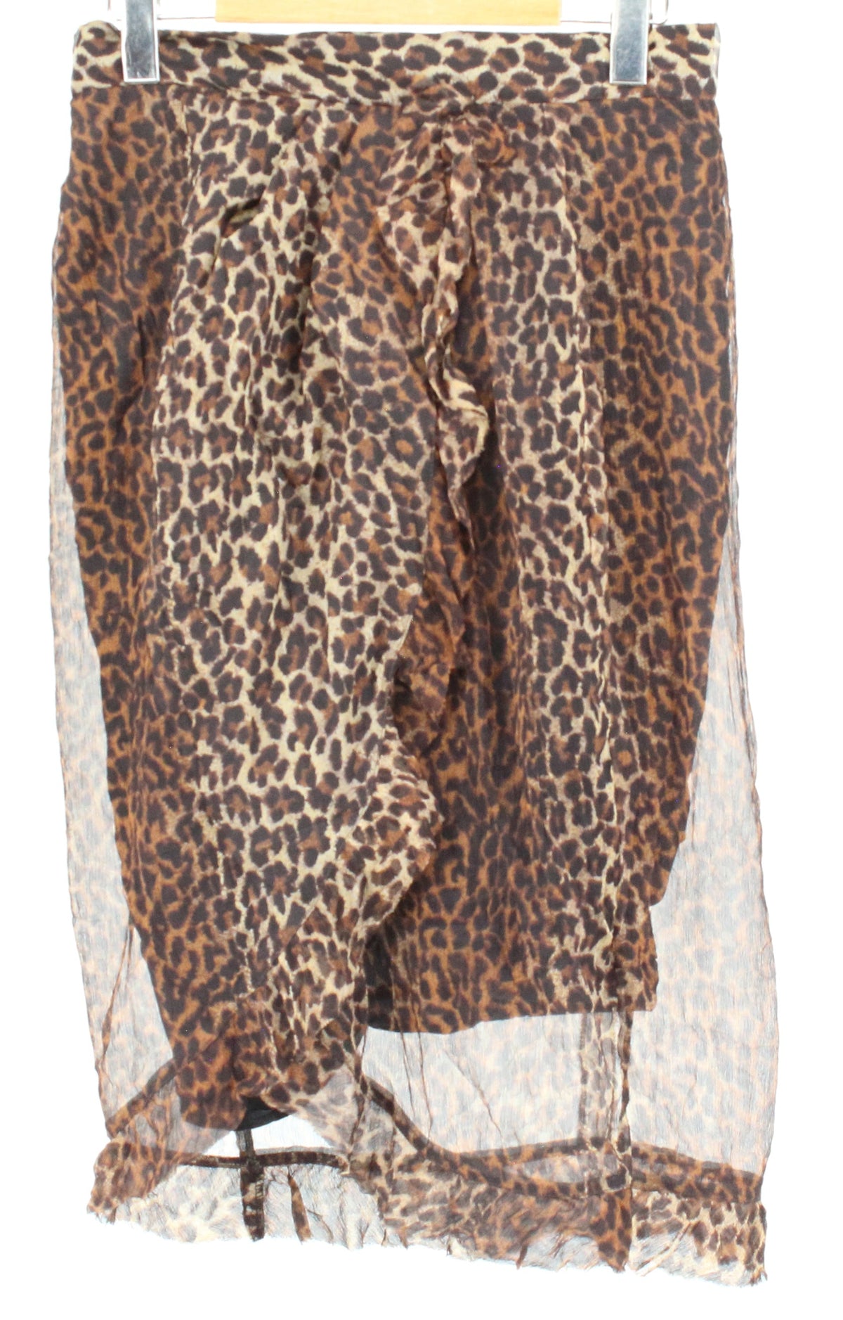 Arthur Mendonca Brown Leopard Print Silk Skirt 8"