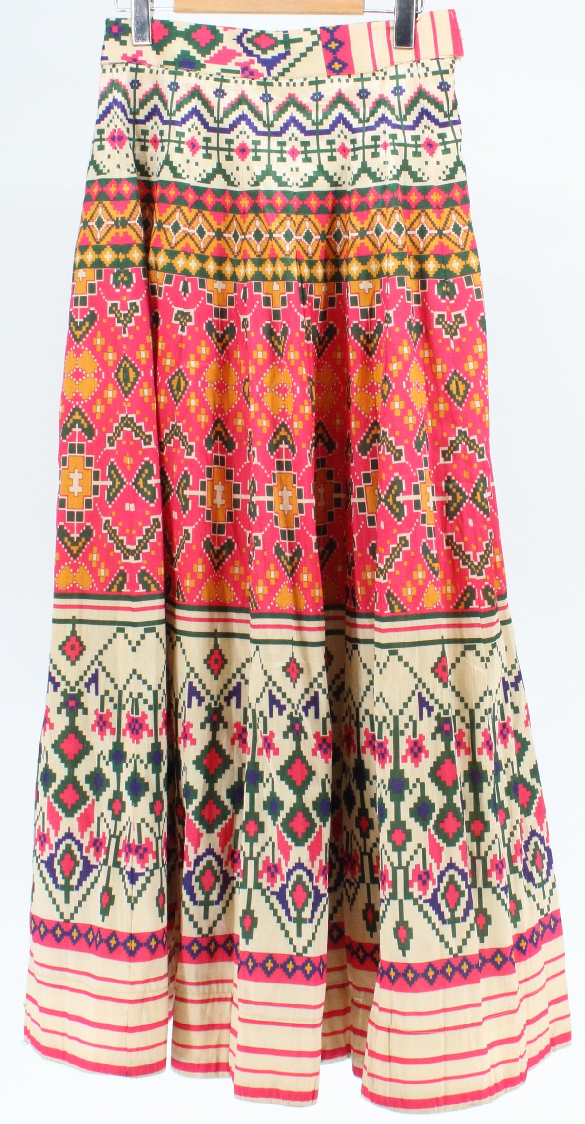 Pink Geometric Print Long Skirt