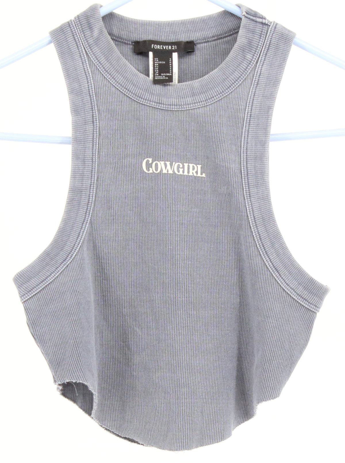 Forever 21 Gray Cow Girl Distressed Tank Top