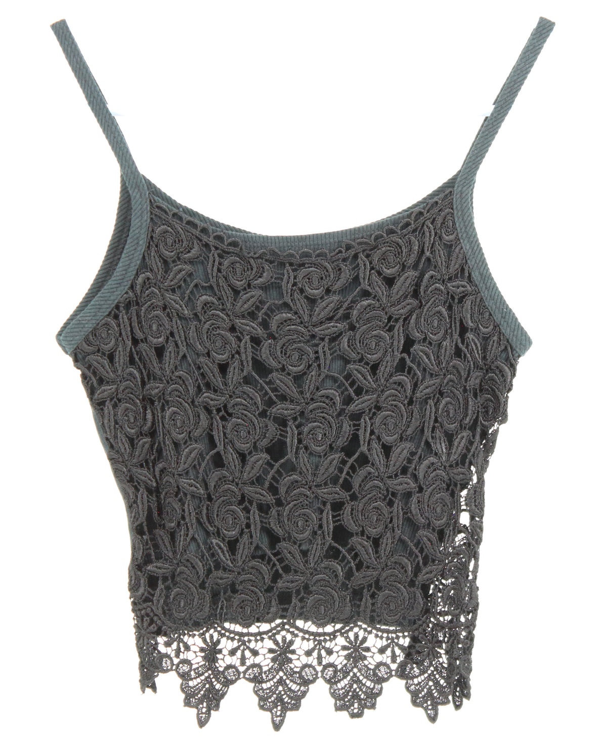 JNJ Fashion Black Front Lace Tank Top