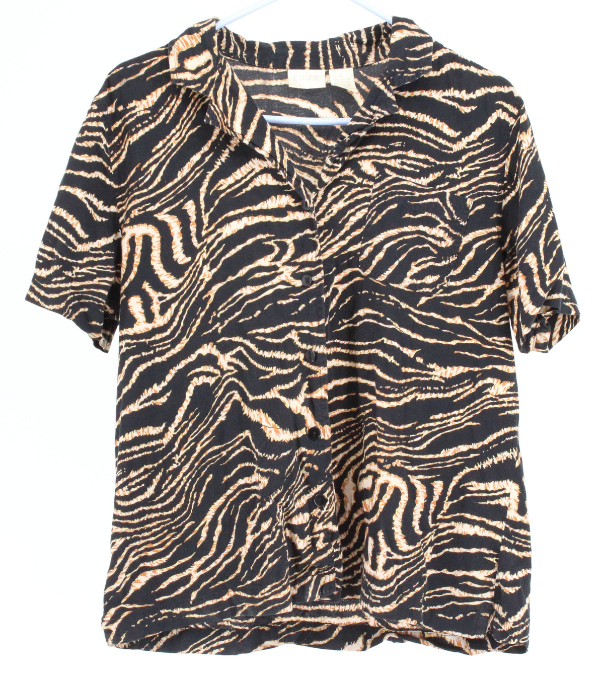 Erika Black & Brown Zebra Pattern Print Blouse