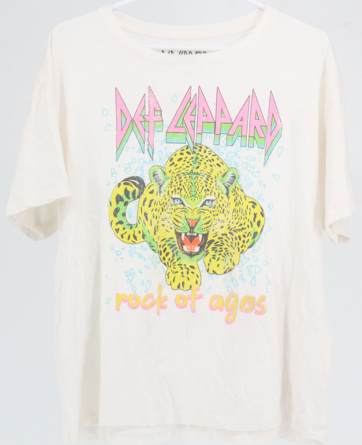 Def Leppard White Neon Color Print Graphic T-Shirt