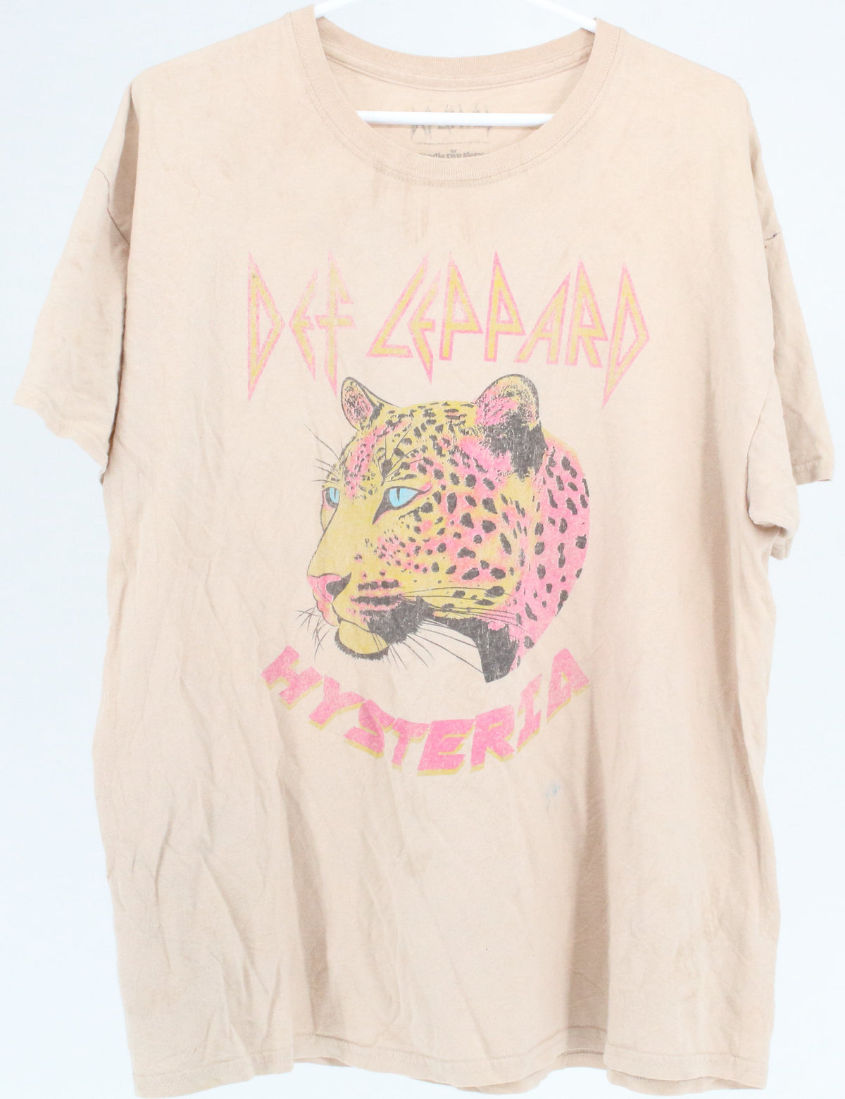 Def Leppard Beige Graphic "Hysteria" T-Shirt