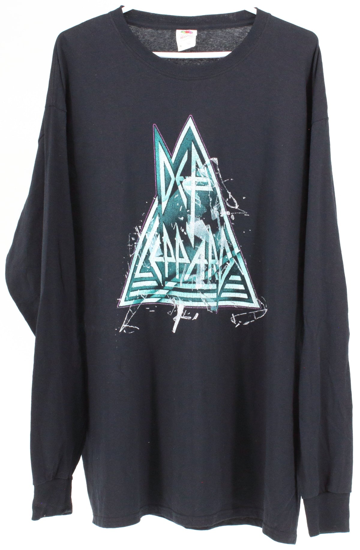 Fruit Of The Loom Black Def Leppard Logo Long Sleeved T-Shirt