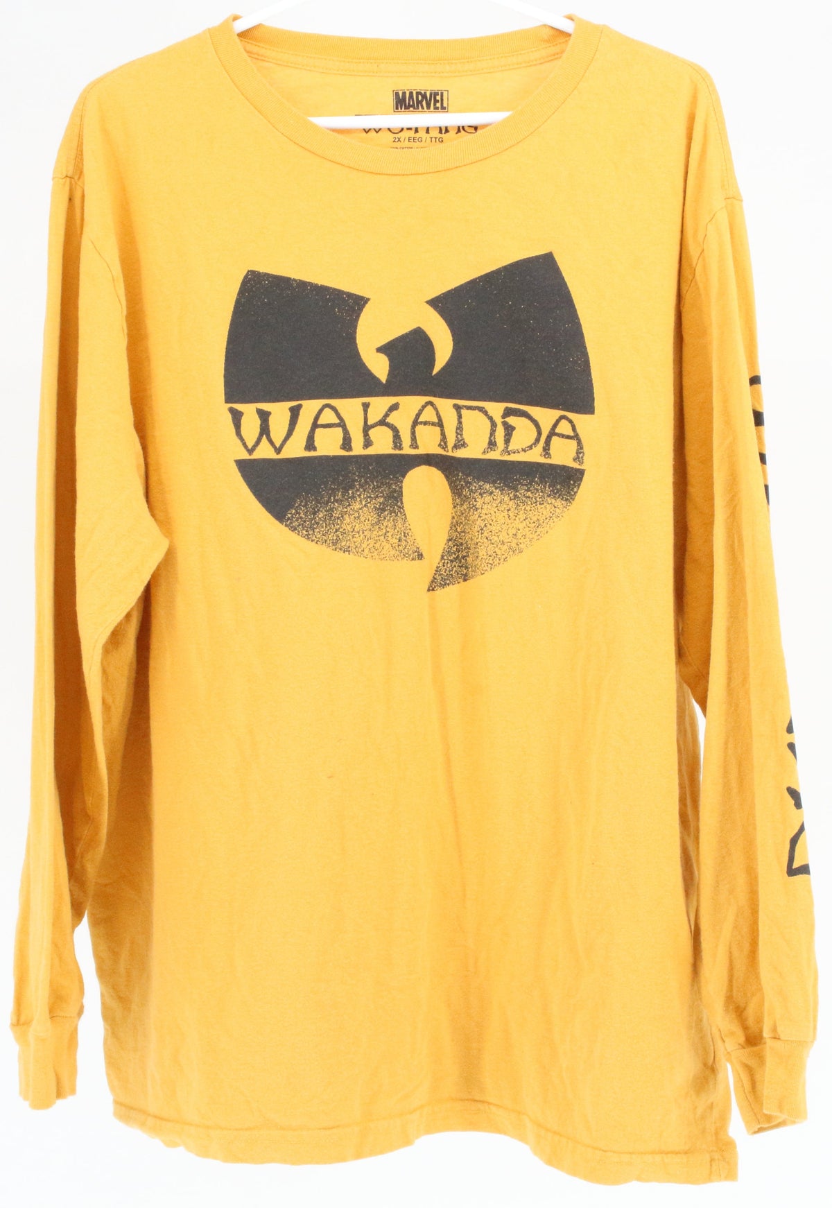 Marvel Wu-Tang Yellow Front Graphic & Sleeve Logo Long Sleeved T-Shirt