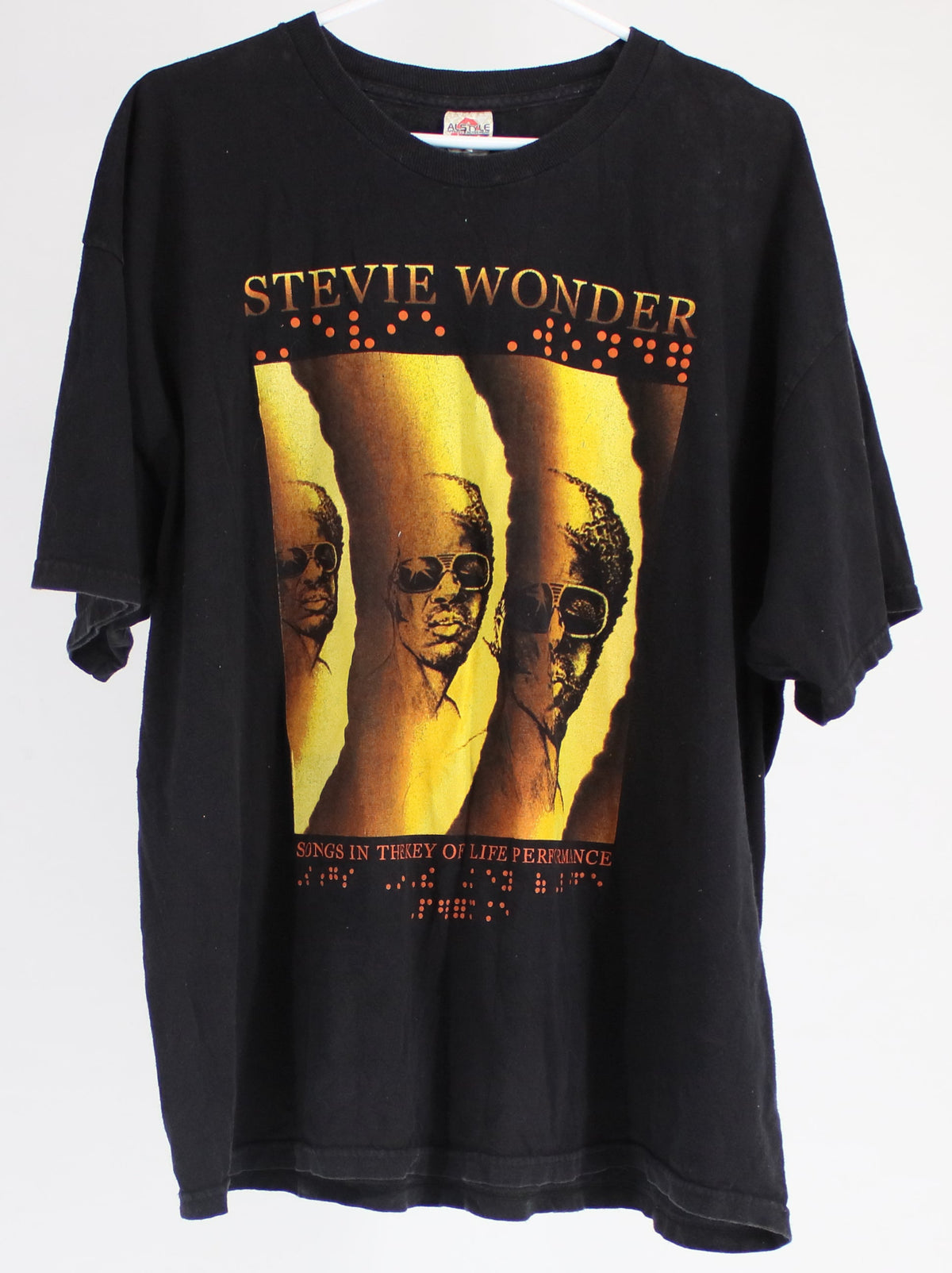 Alstyle Black Stevie Wonder Front Big Graphic & Back Tour 2014 Logo T-Shirt