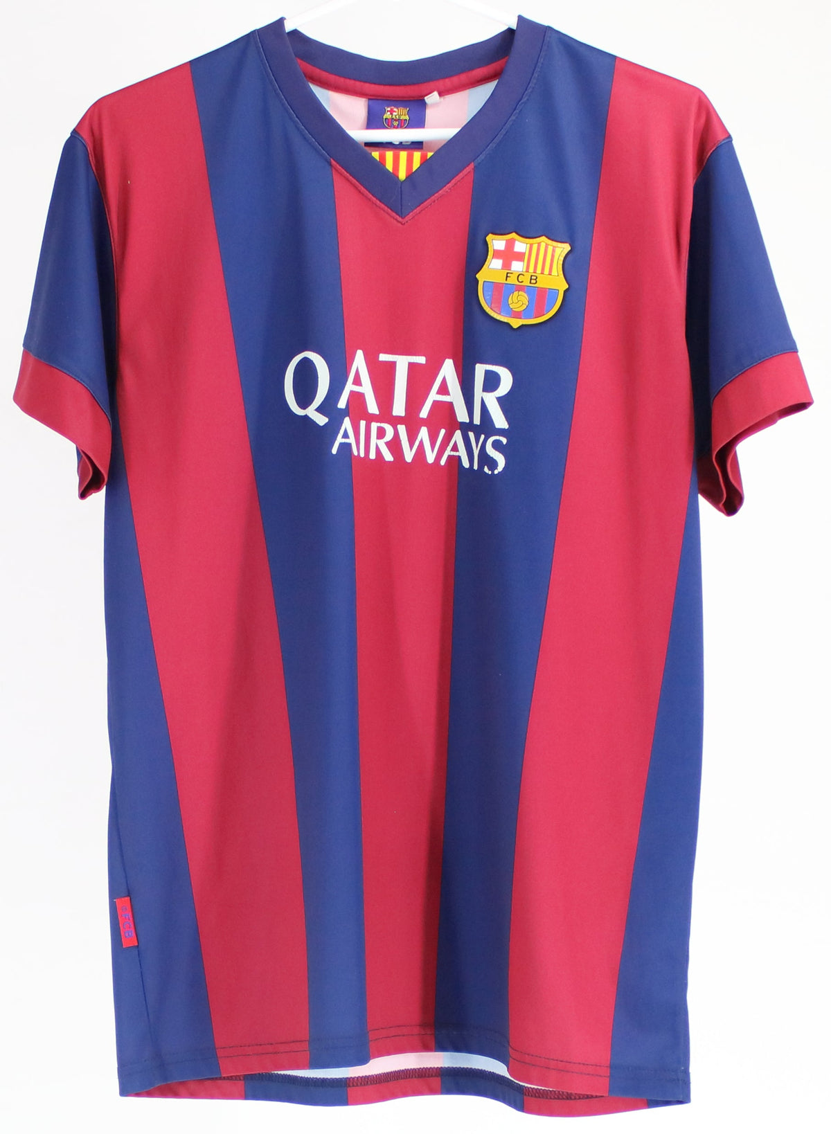 FCB Blue & Red Stripe Qatar Airways Logo Jersey