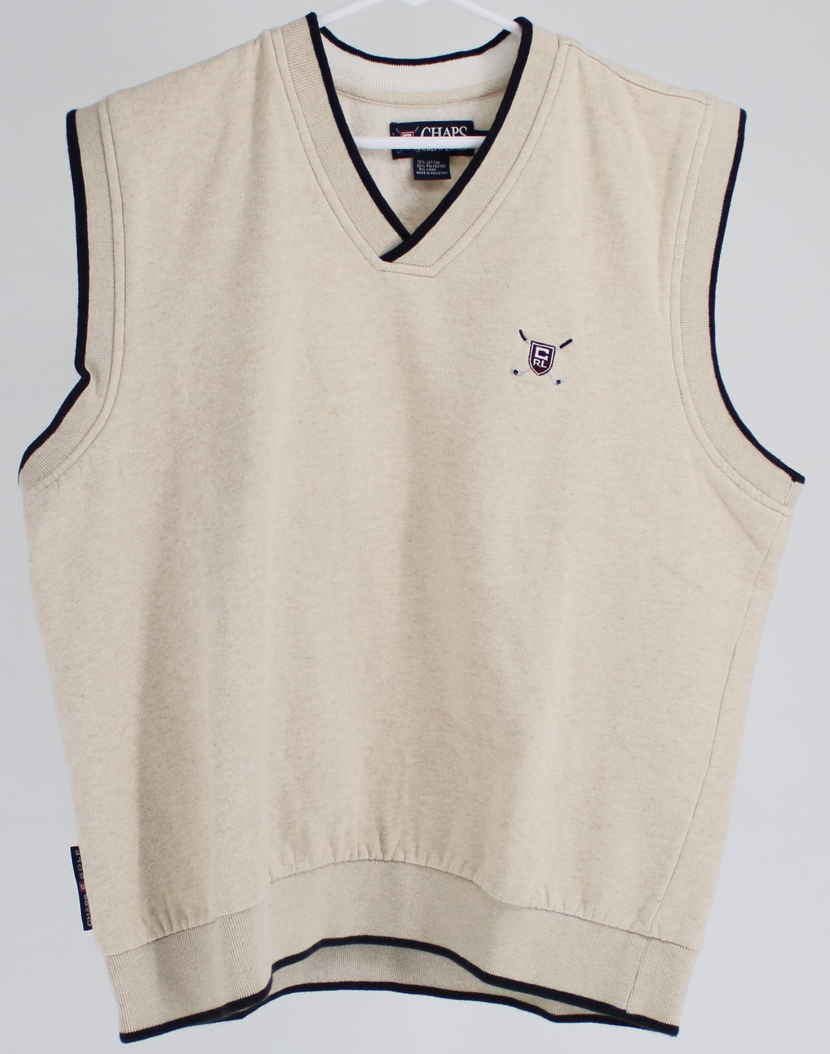 Chaps Ralph Lauren Beige Small Stitch Logo Vest