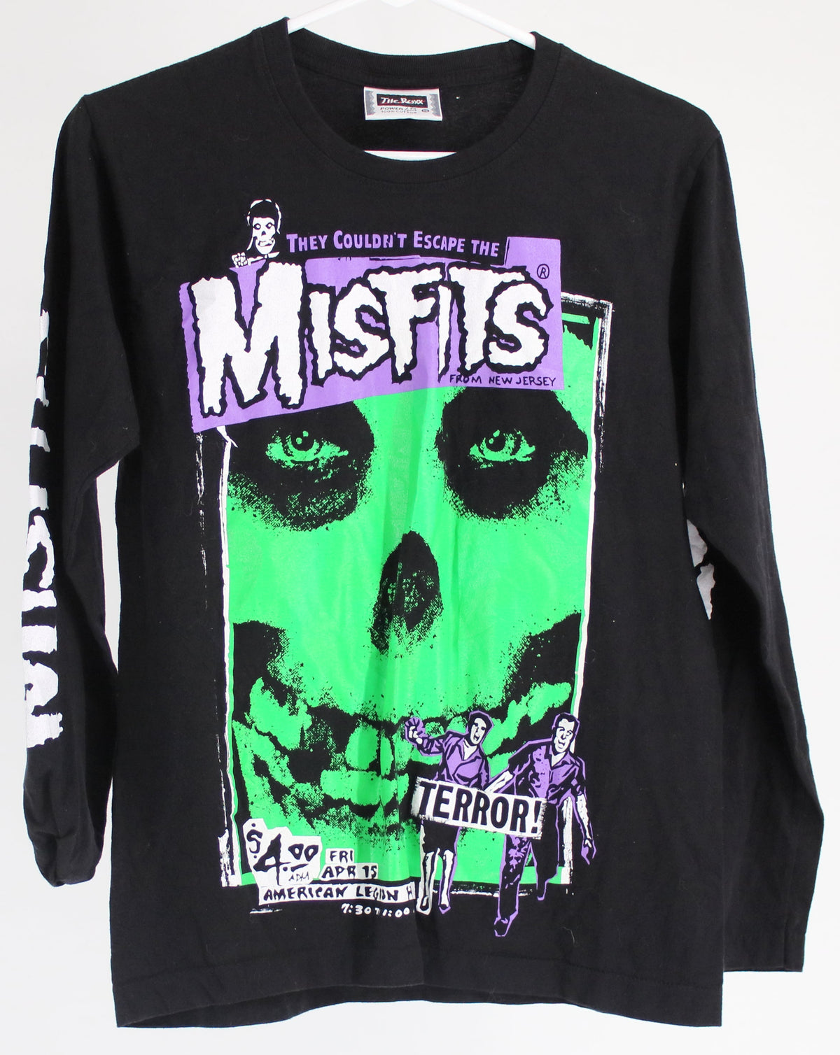 The Roxx Black Front Misfits Graphic & Back & Sleeve Logo Long Sleeved T-Shirt