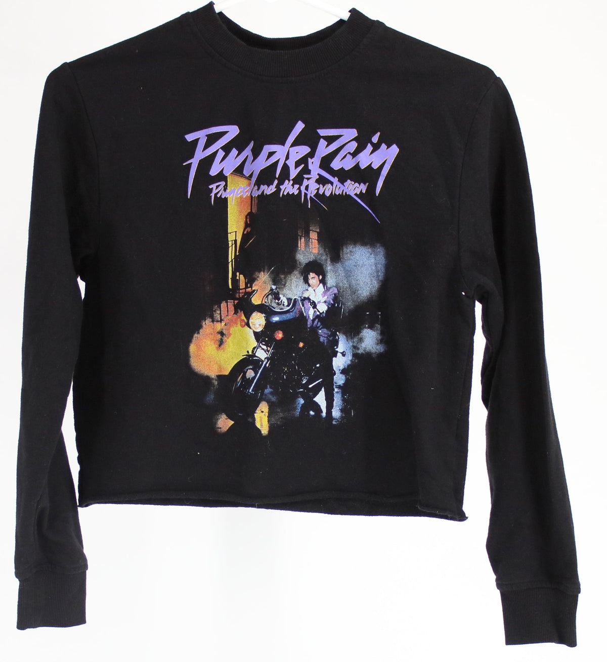 Prince Black Purple Pain Garphic Distressed Long Sleeved T-Shirt