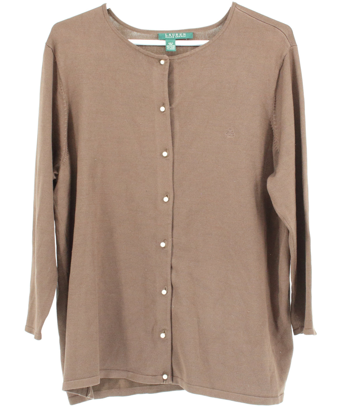 Lauren Ralph Lauren Brown Button Up Sweater