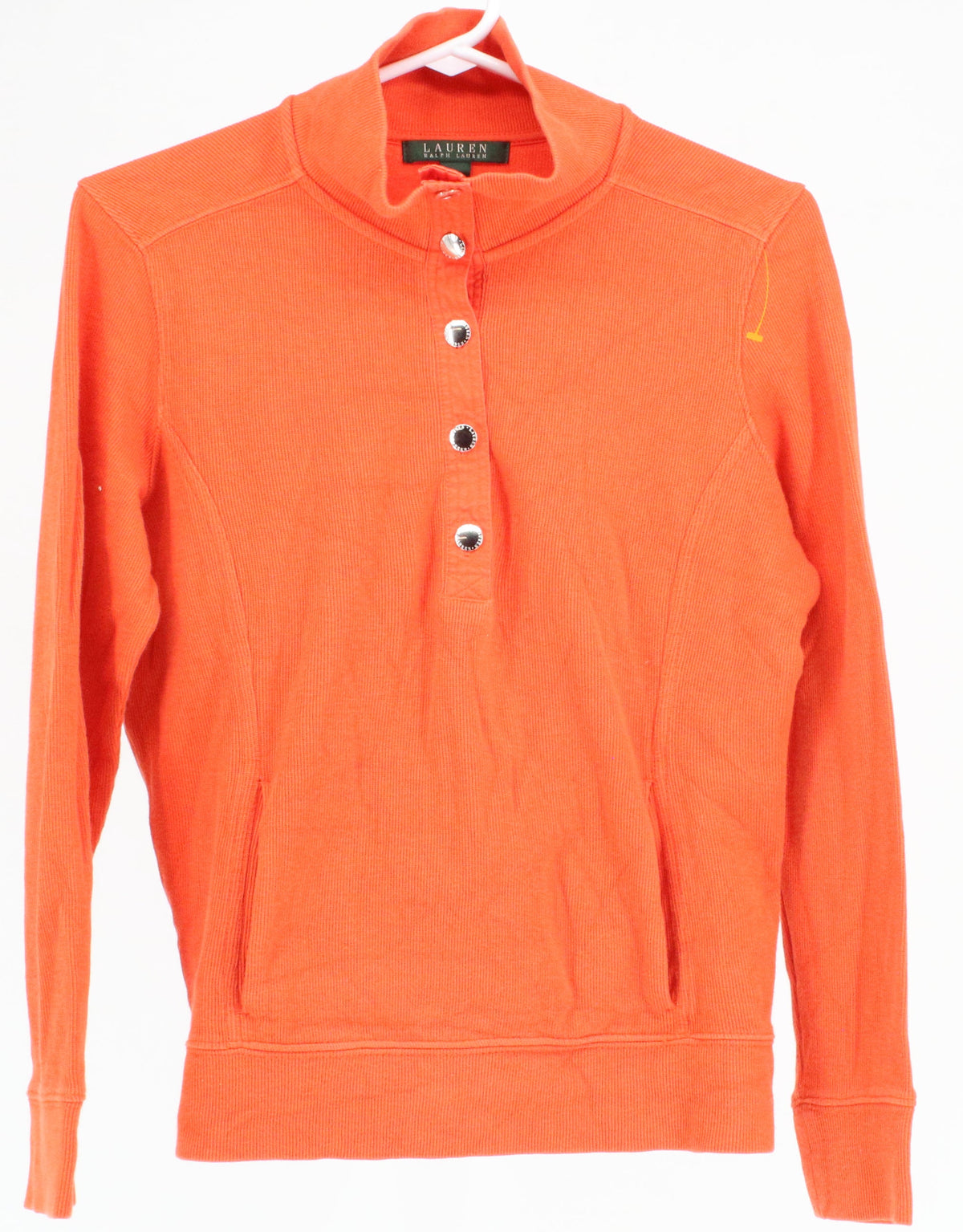 Lauren Ralph Lauren Orange Half Snap Button Sweater