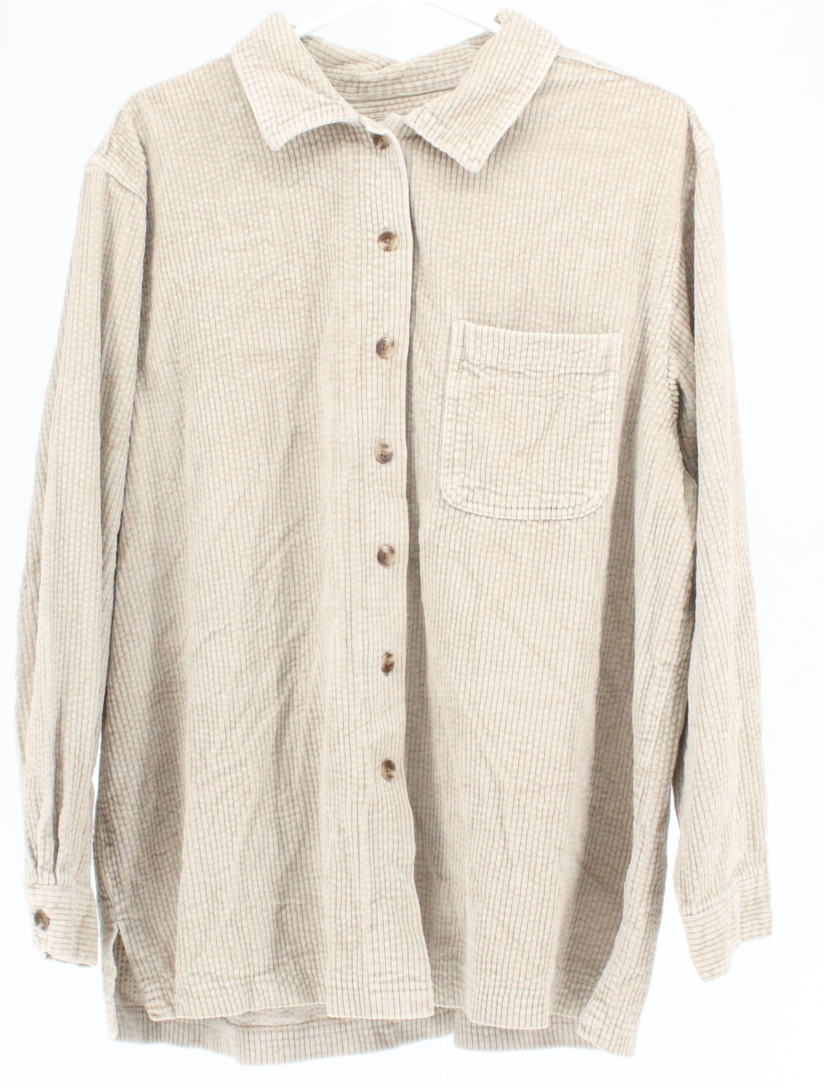 L.L.Bean Beige Corduroy Button Up Blouse