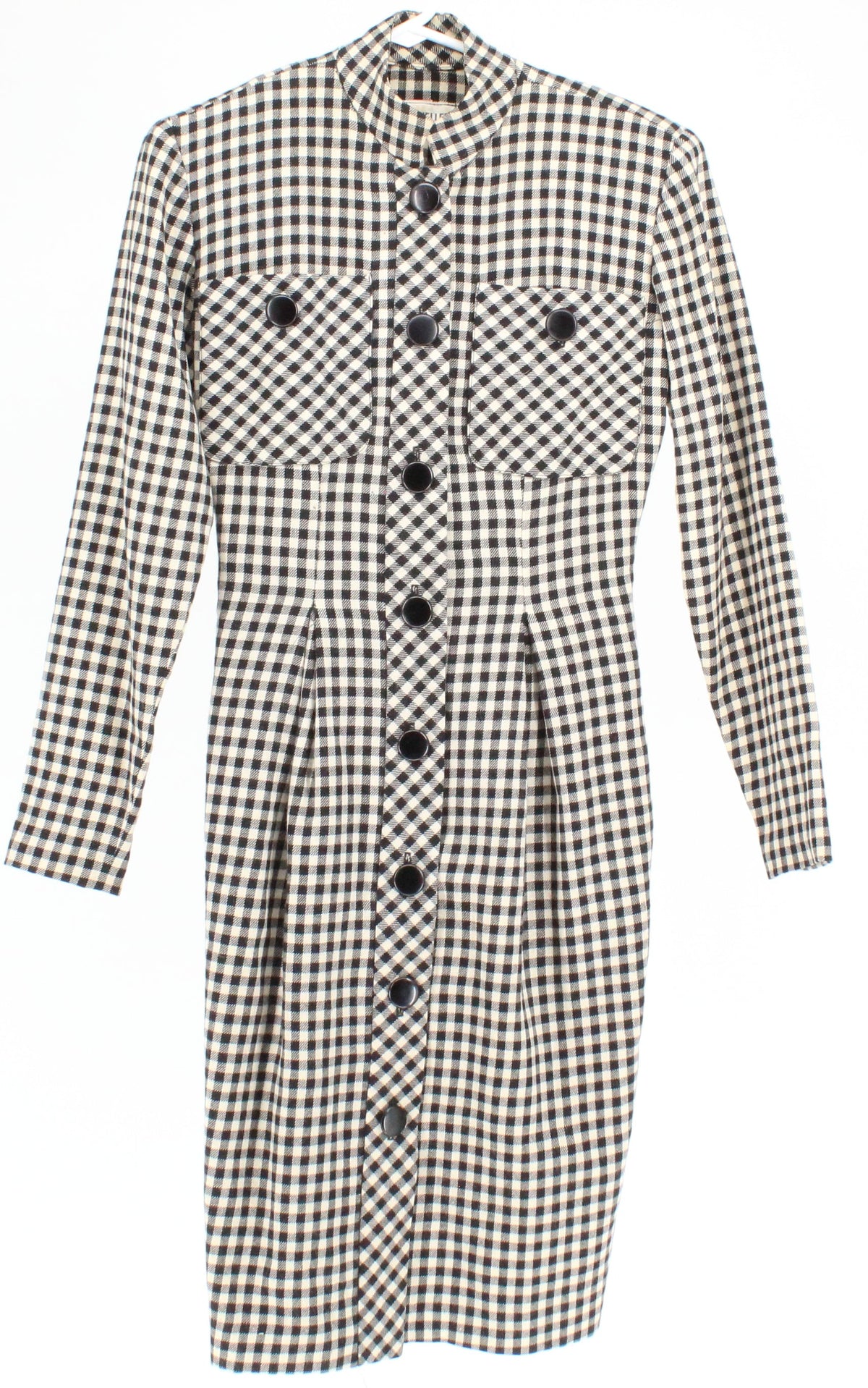 Ronnie Heller Black & White Check Button Up Dress