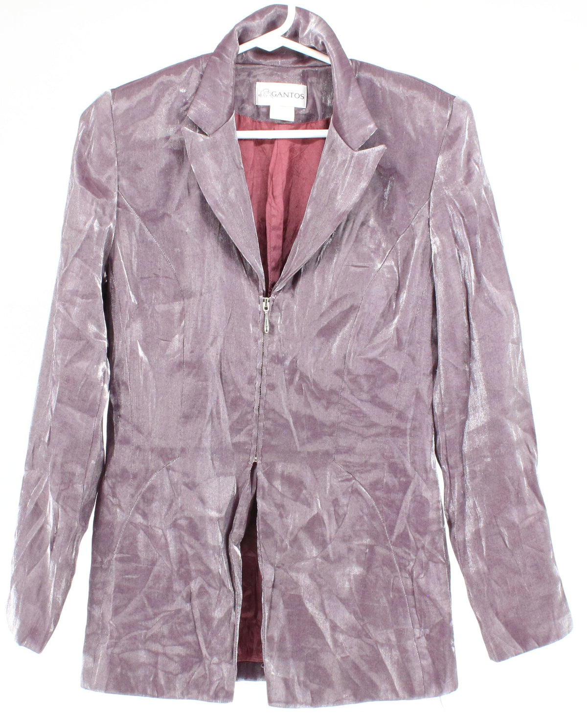 Gantos Purple Satin Rayon Zip Up Jacket