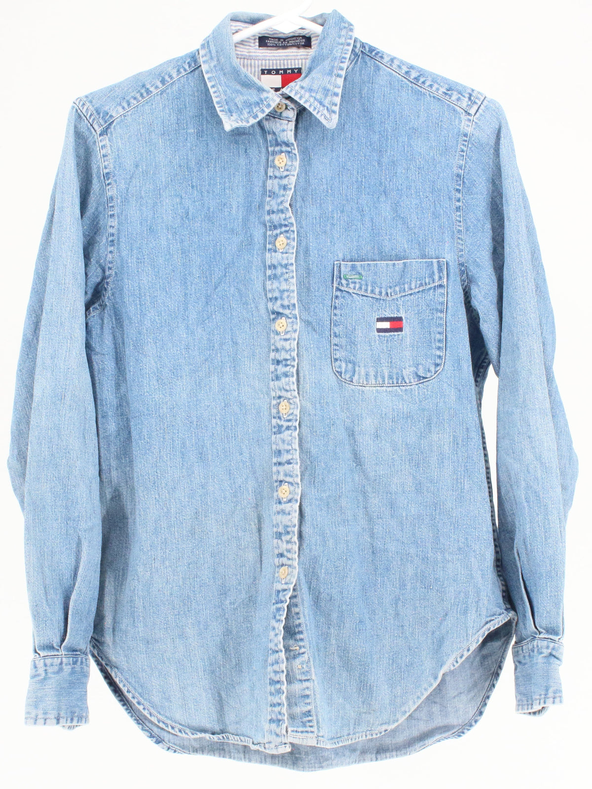 Tommy Jeans Light Blue Button Up Long Sleeve Blouse