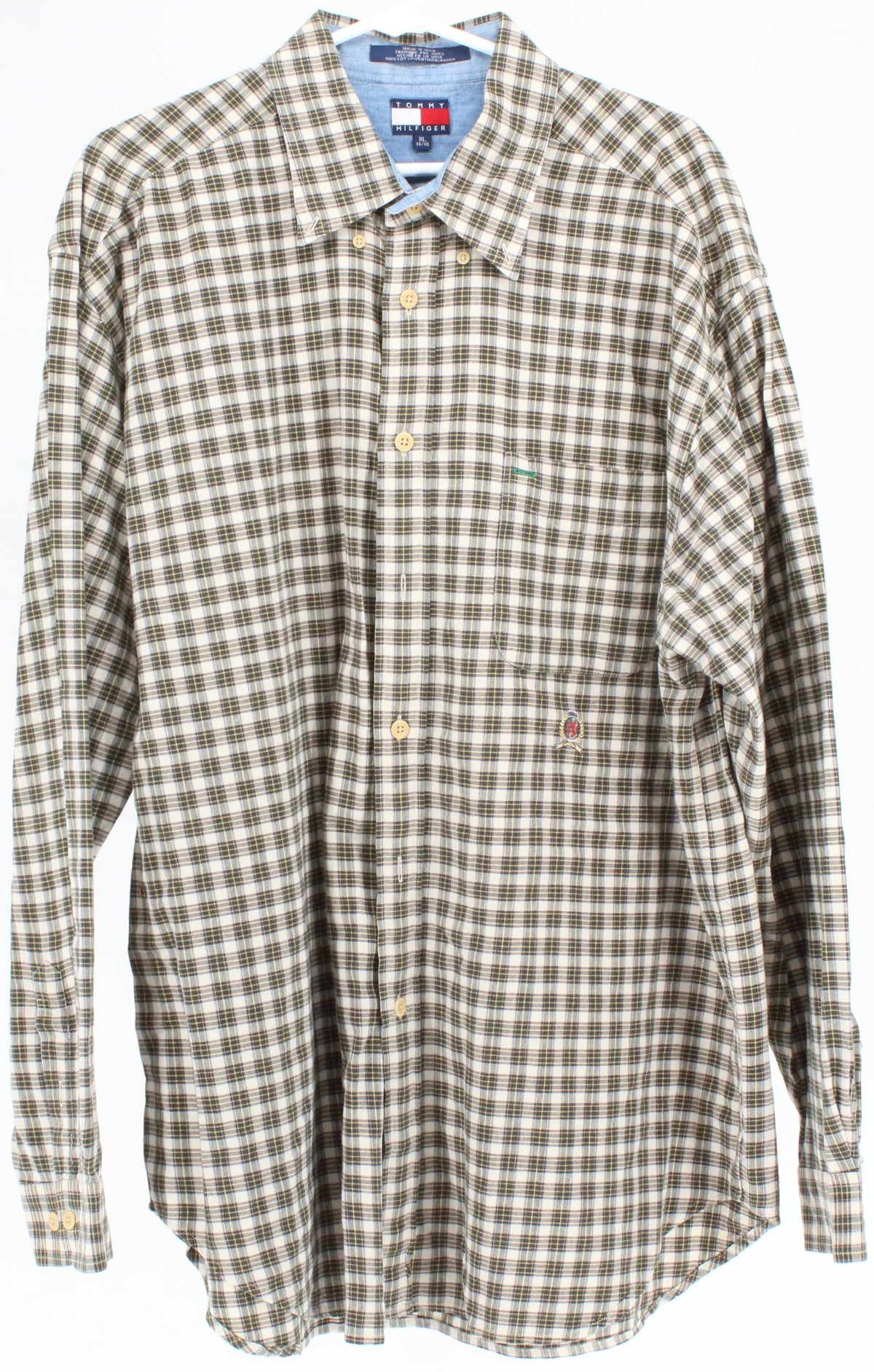 Tommy Hilfiger Green & White Check Print Button Up Shirt