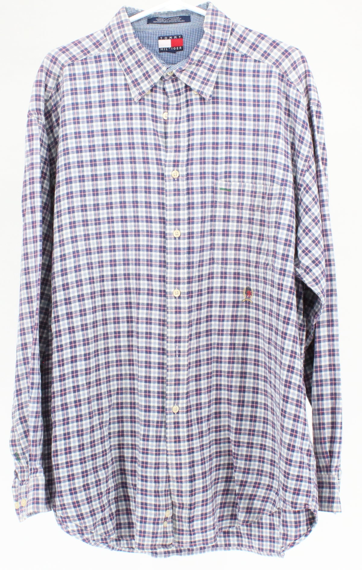 Tommy Hilfiger Light Blue & White Check Print Long Sleeve Shirt