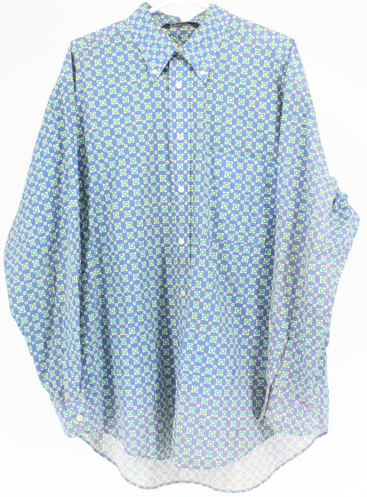 Nautica Blue Geometric Puttern Print Long Sleeve Shirt